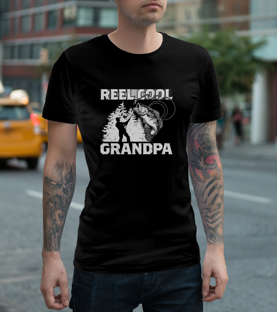 Reel Cool Grandpa Fishing Lover Forest Angler and Reel T-Shirt