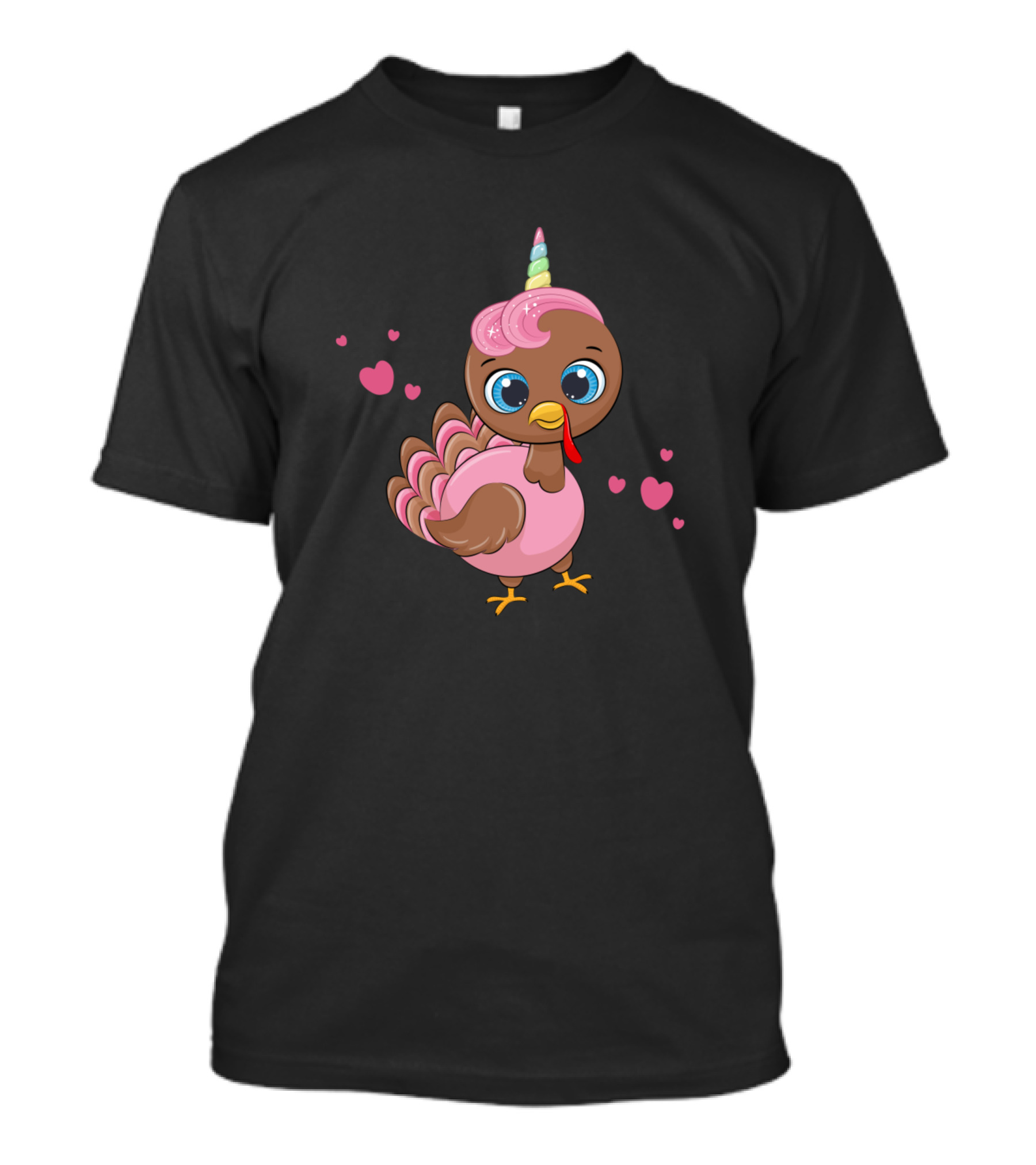 Cute Turkey Unicorn With Hearts T-Shirt