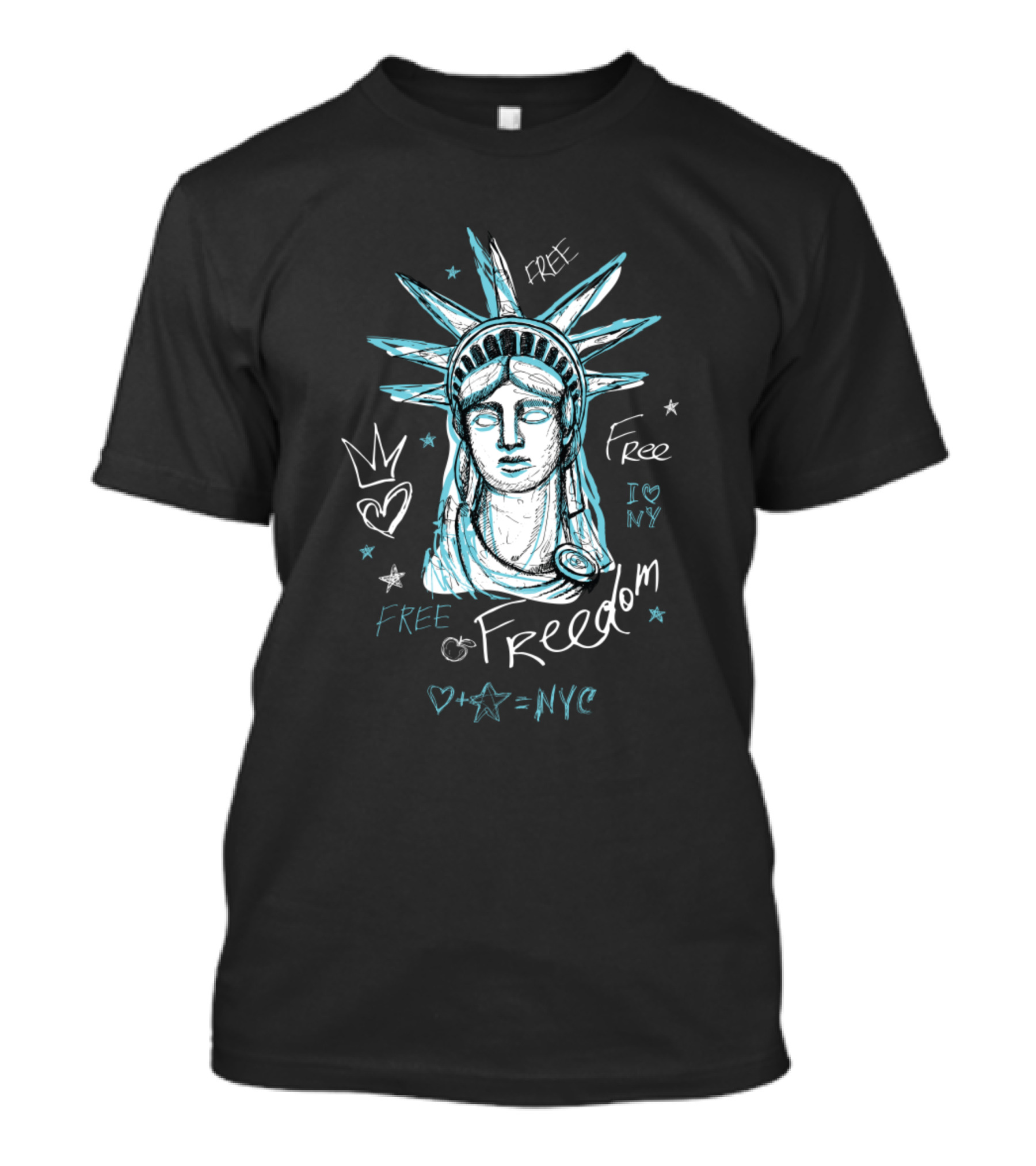 Free Freedom NYC Statue I Love NY Bright Cool T-Shirt