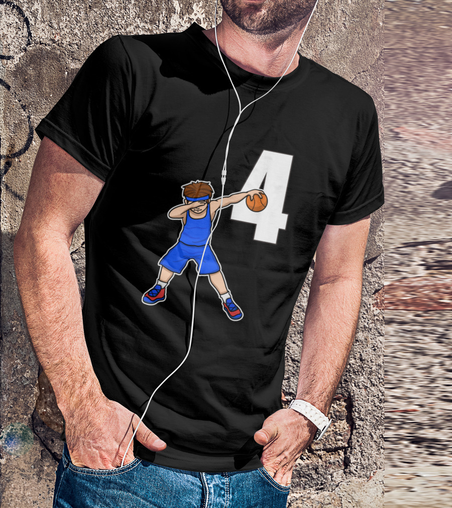 Basketballer Number 4 Baller Blu With Dab Pose T-Shirt