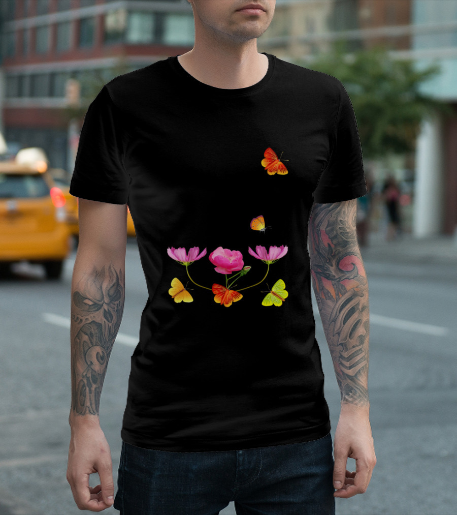 Life Moments That Take Our Breath Away Butterfly and Flowers T-Shirt