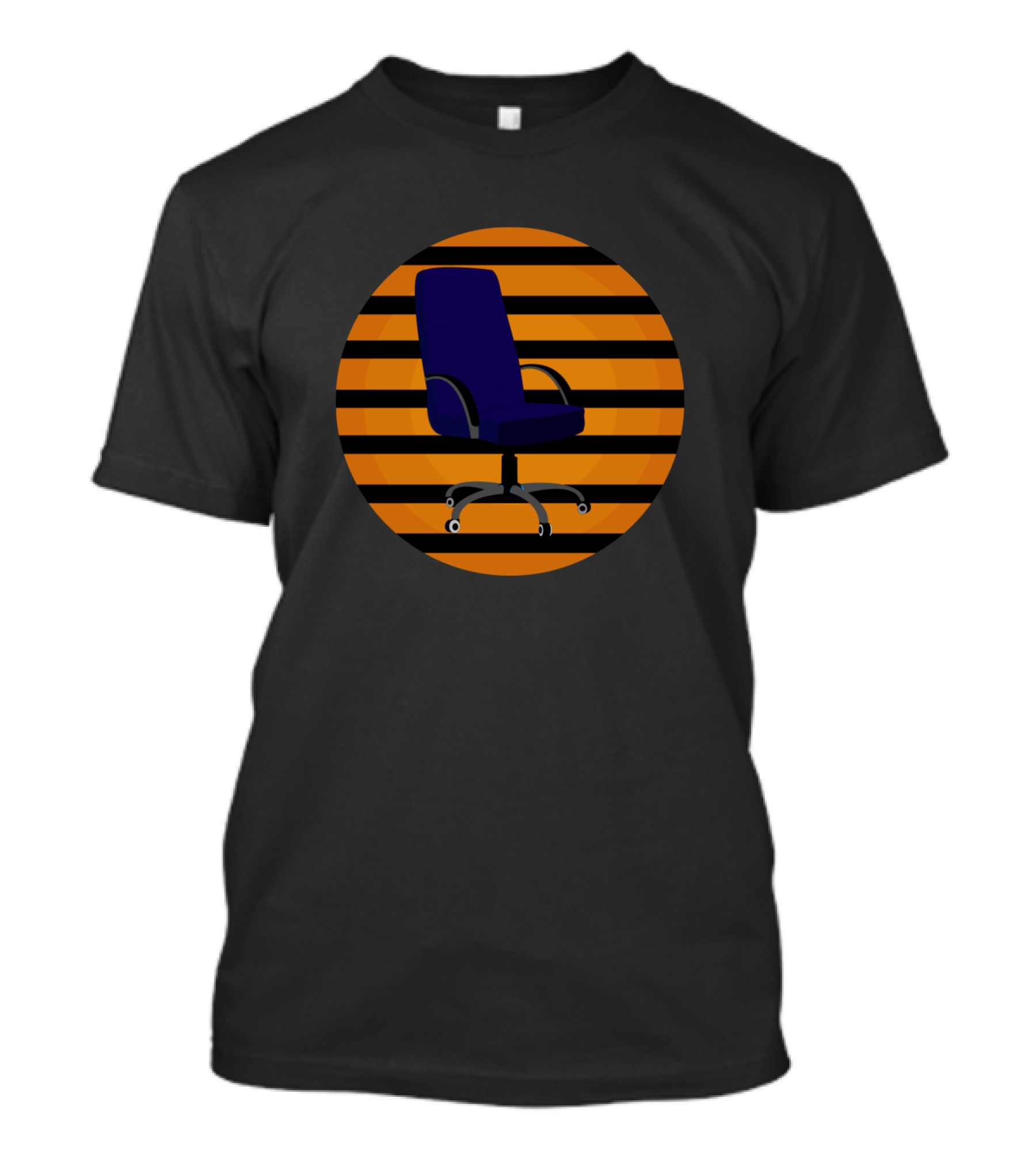 Blue Chair On Orange Striped Circle Office T-Shirt