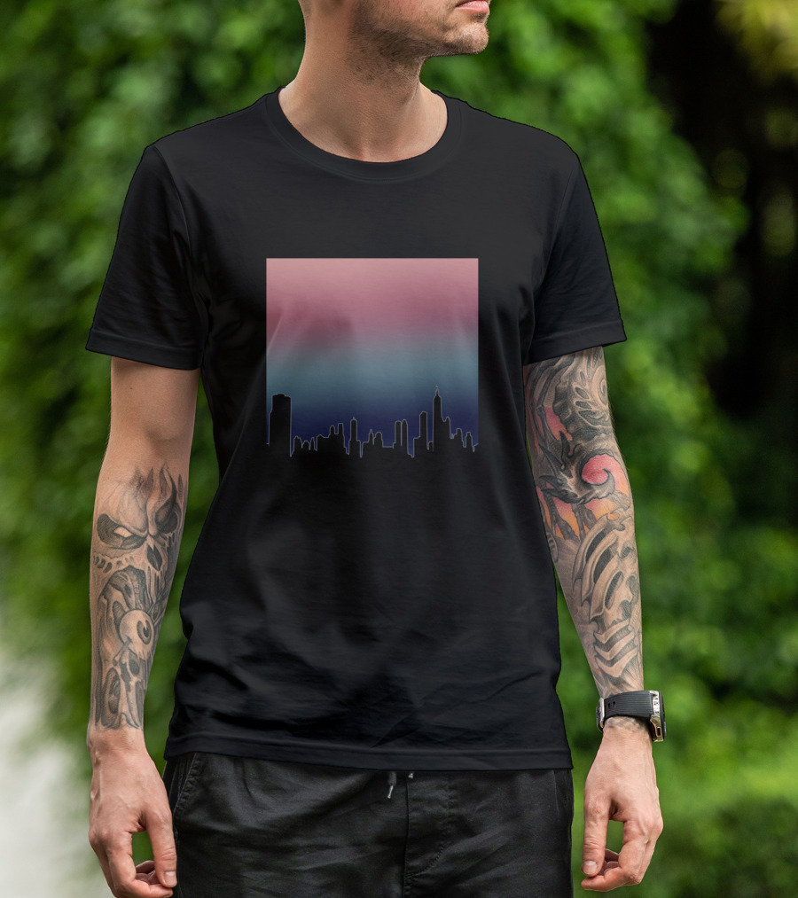 City In The Night Skyline Gradient T-Shirt