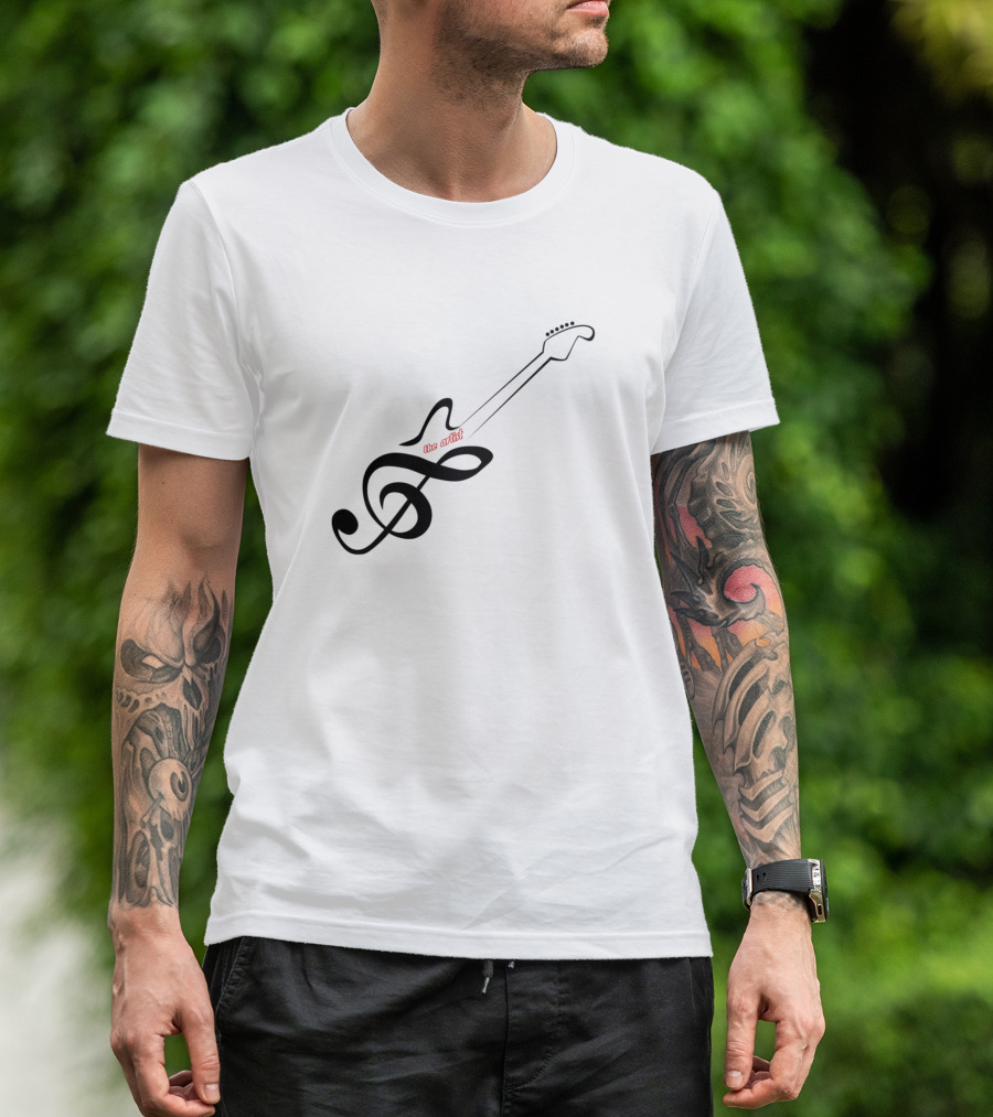 Crazy Music Guitar Treble Clef Fusion T-Shirt