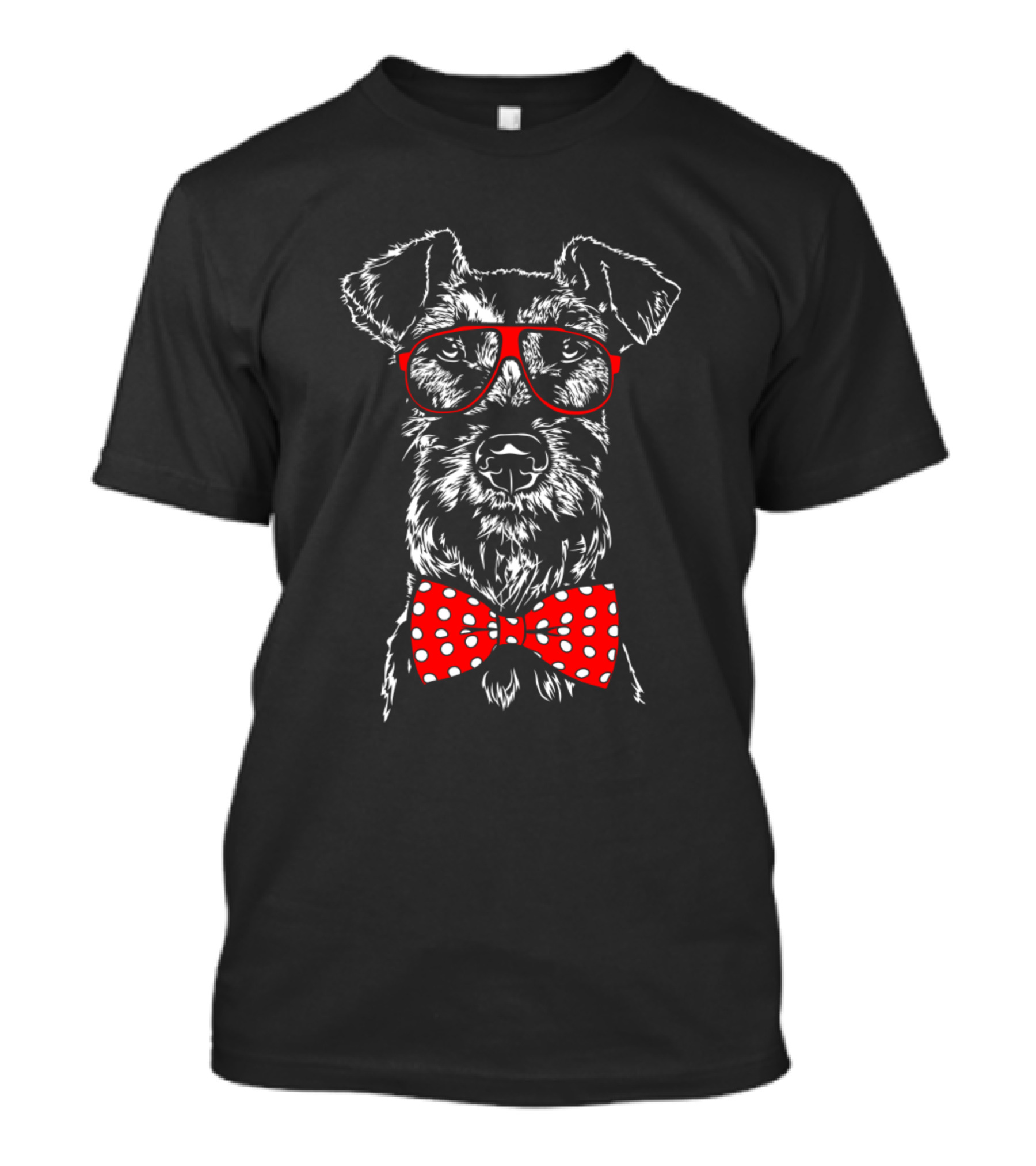 Cute Irish Terrier With Red Glasses And Polka Dot Bow Tie T-Shirt