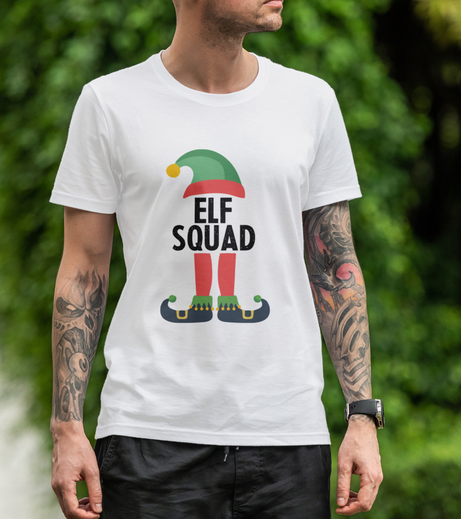 ELF SQUAD Christmas Hat And Shoes T-Shirt