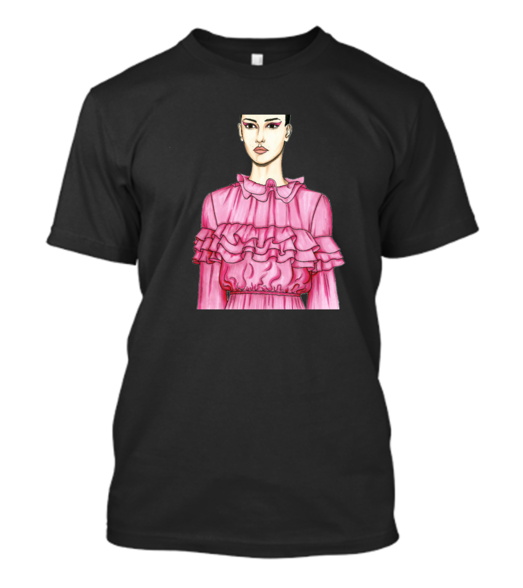 Fashion Pink Ruffle Dress T-Shirt