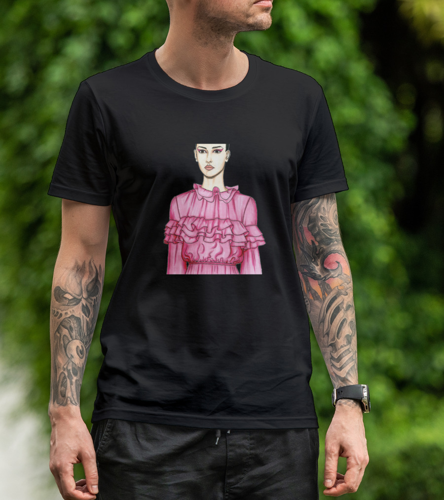 Fashion Pink Ruffle Dress T-Shirt