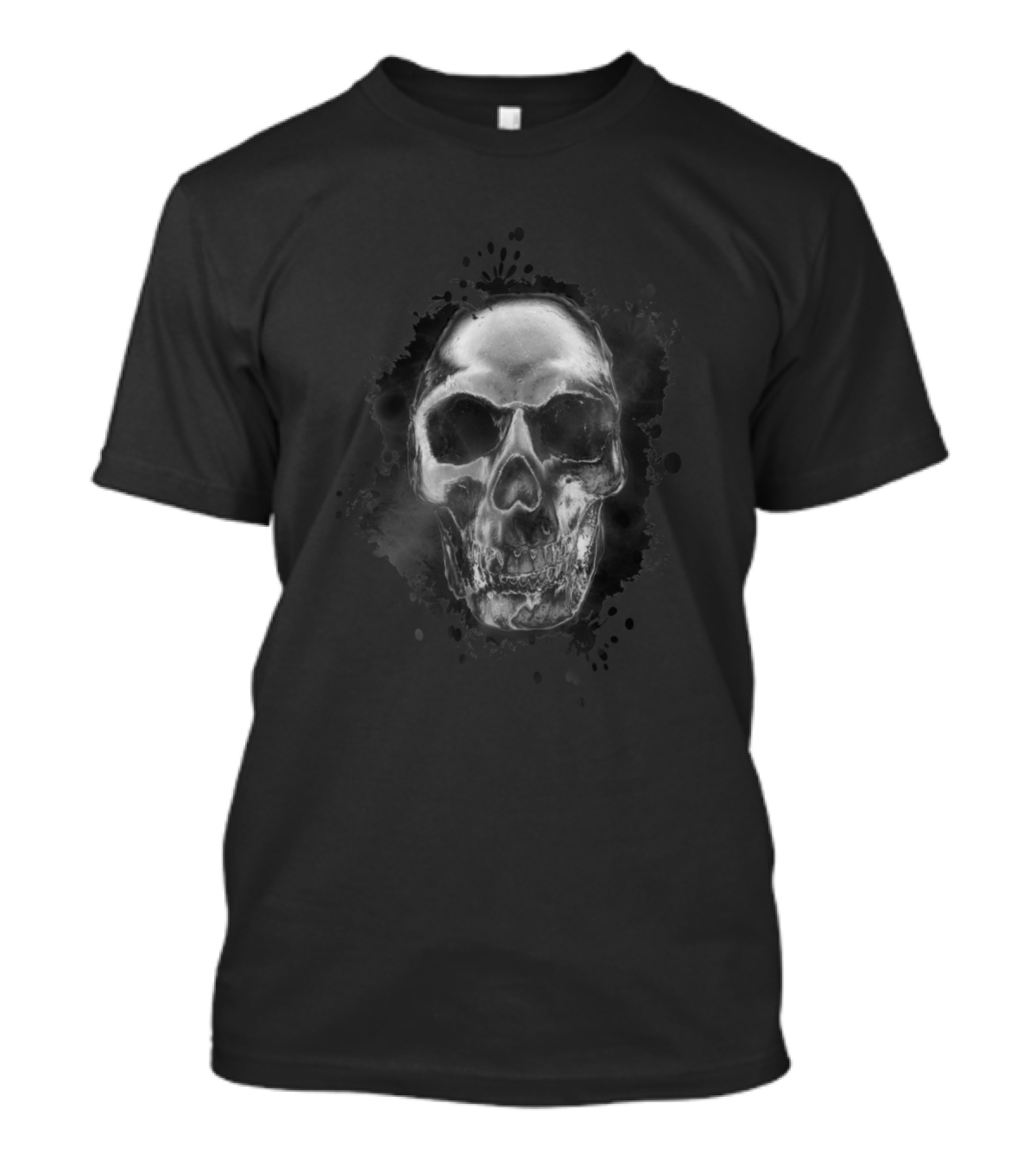 Human Skull Smoke Splash Grunge T-Shirt