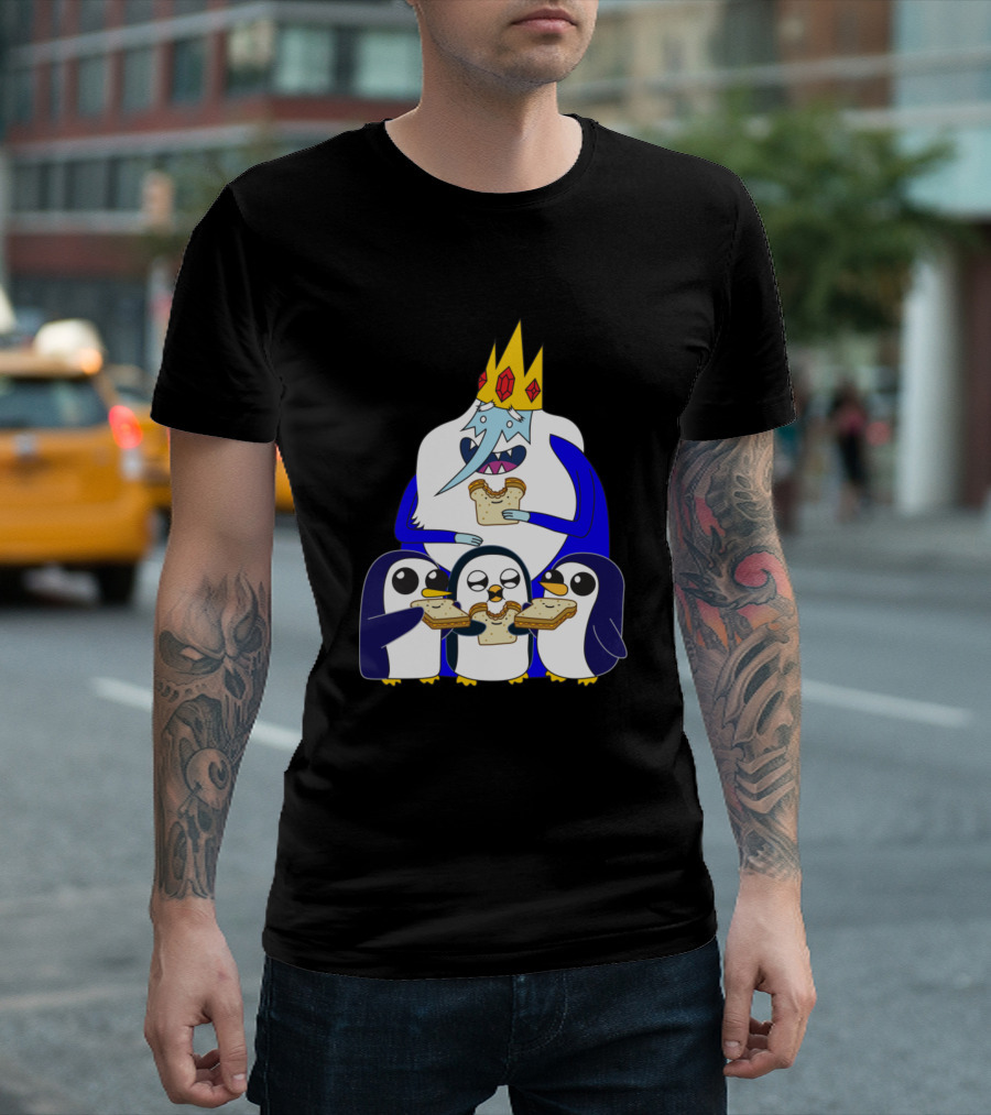 Ice King and Gunter Penguins Eating Sandwiches T-Shirt