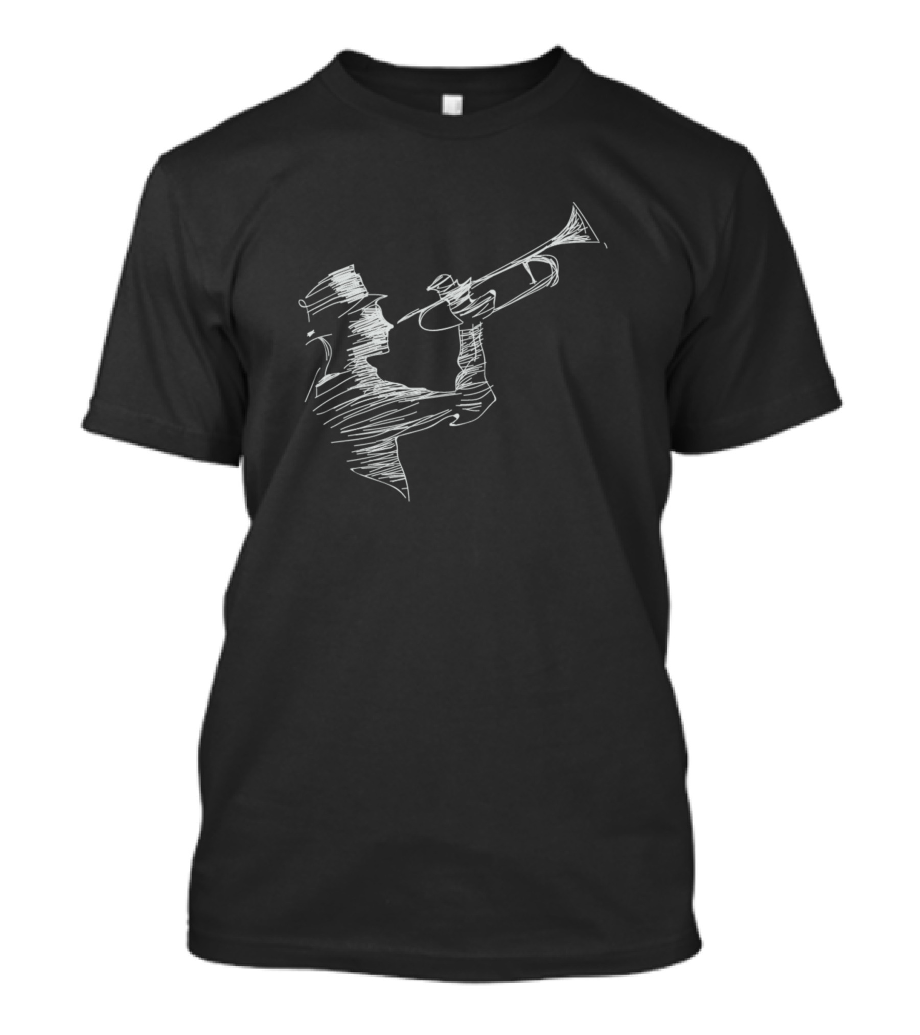Minimalism Line Art Musician Trumpeter Sketch T-Shirt