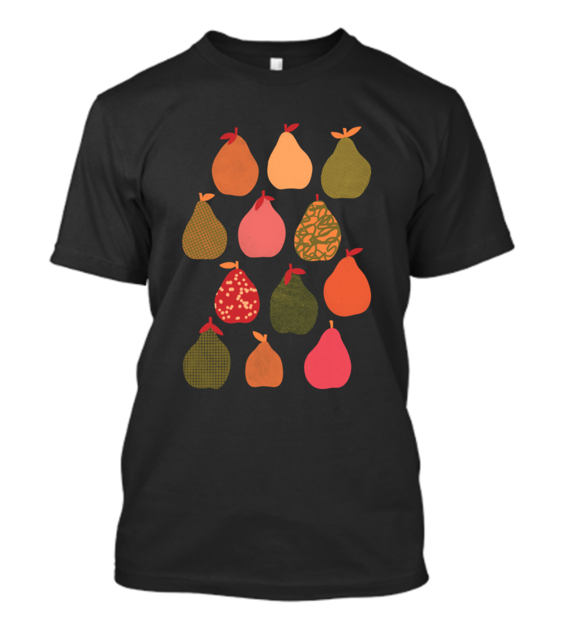 Patterned Pears Multicolored Checkerboard Polka Dot Leaves T-Shirt
