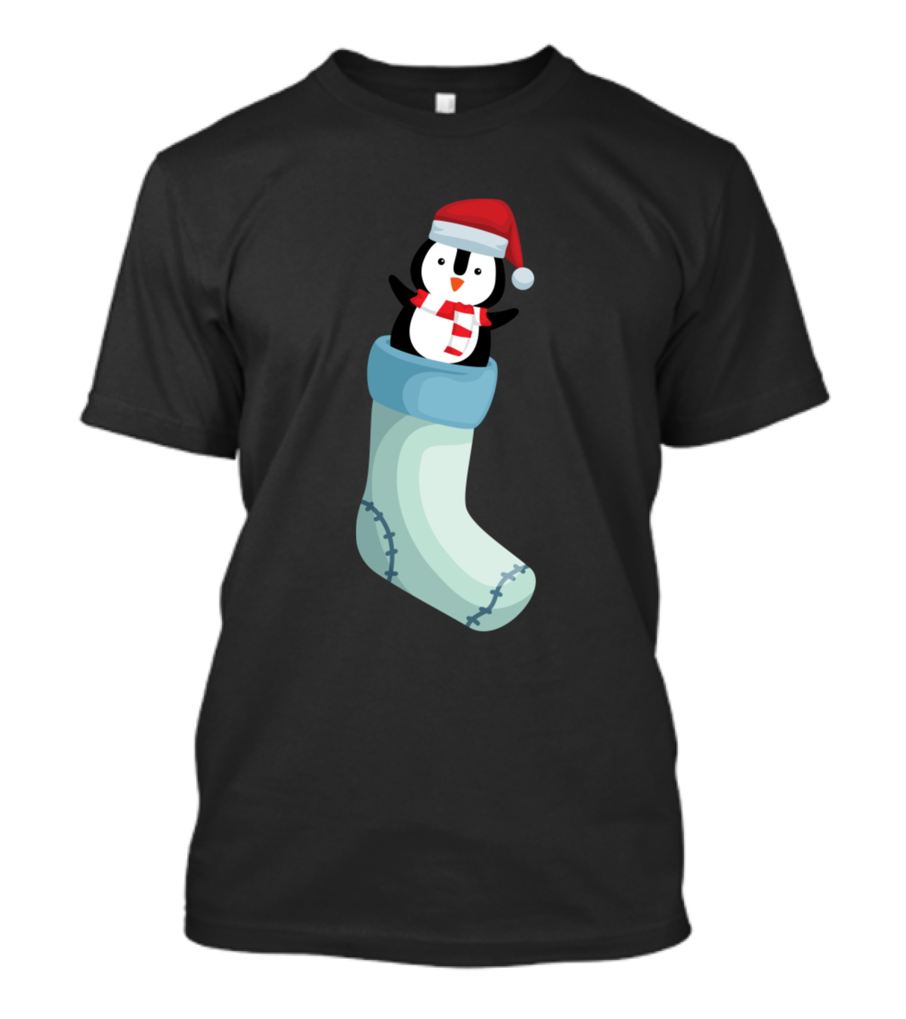 Penguin Santa Hat Holiday Stocking Scarf T-Shirt