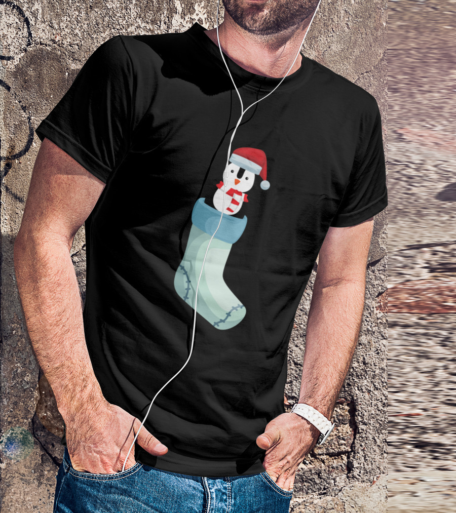 Penguin Santa Hat Holiday Stocking Scarf T-Shirt