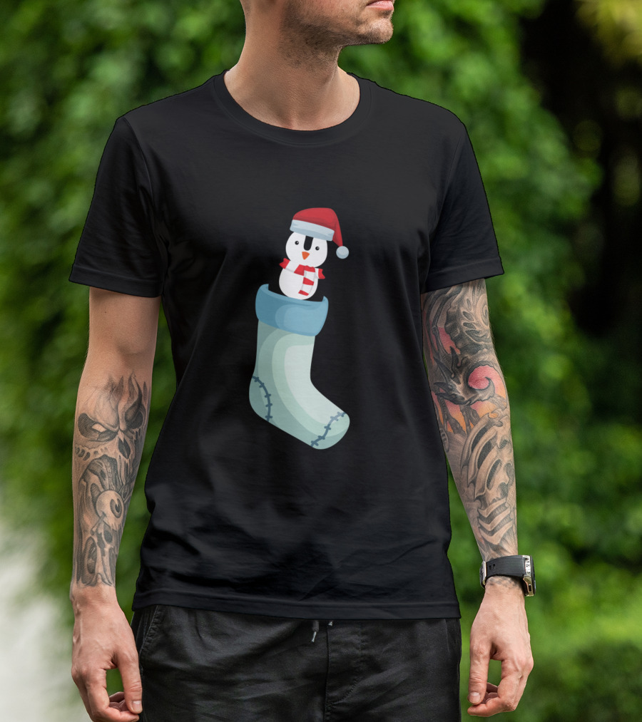 Penguin Santa Hat Holiday Stocking Scarf T-Shirt
