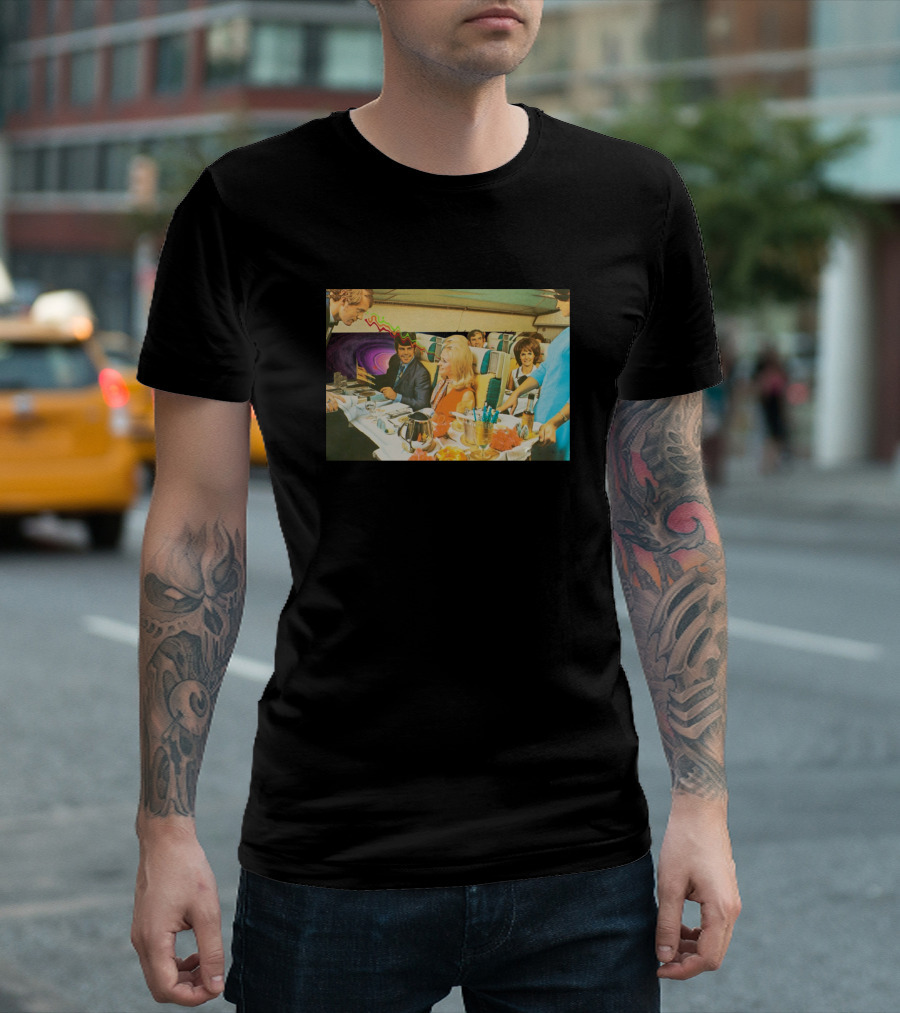 Space Ship Retro Airline Dinner With Cosmic Twist T-Shirt