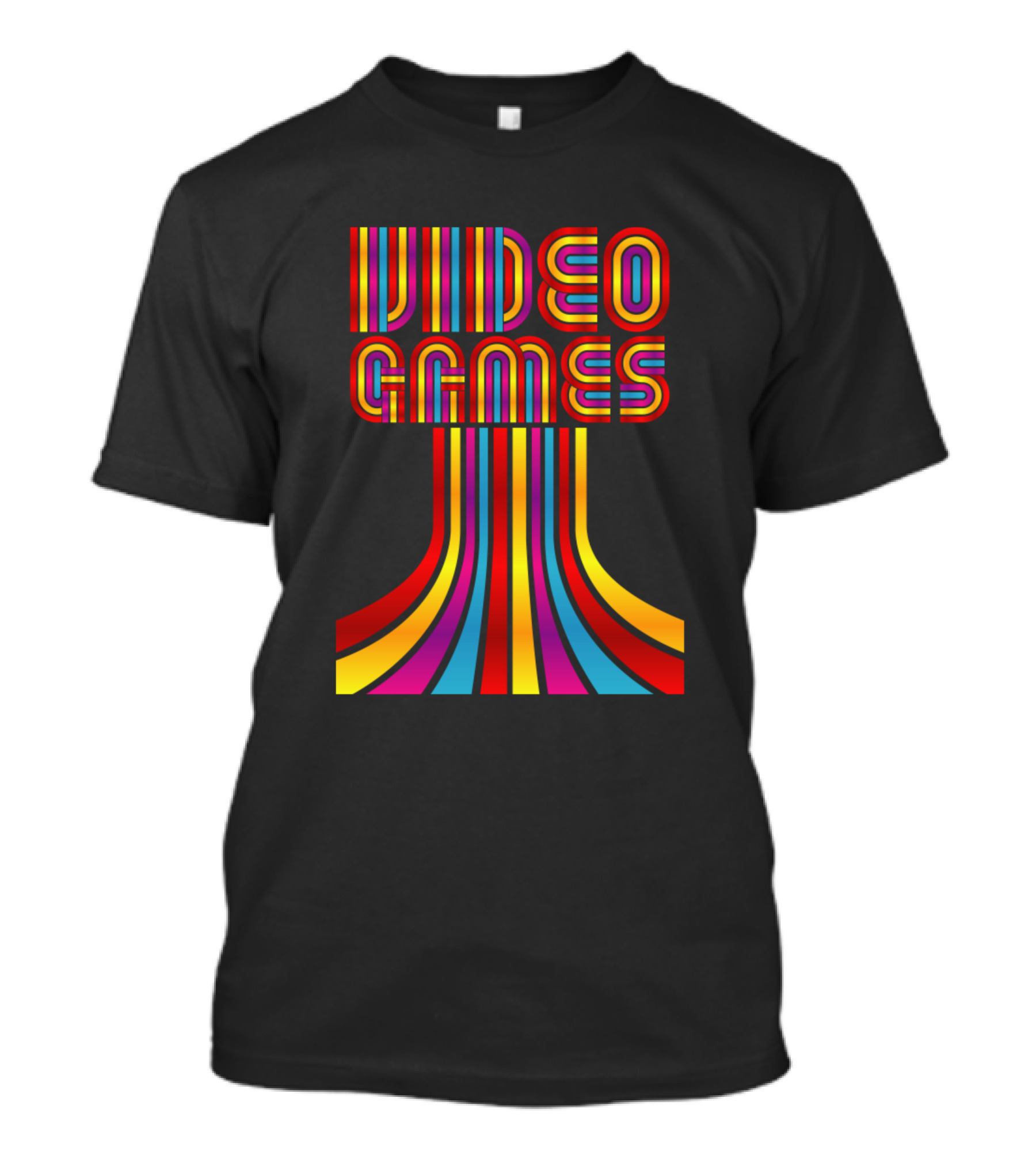 Retro Video Games Neon Stripe Cascade T-Shirt