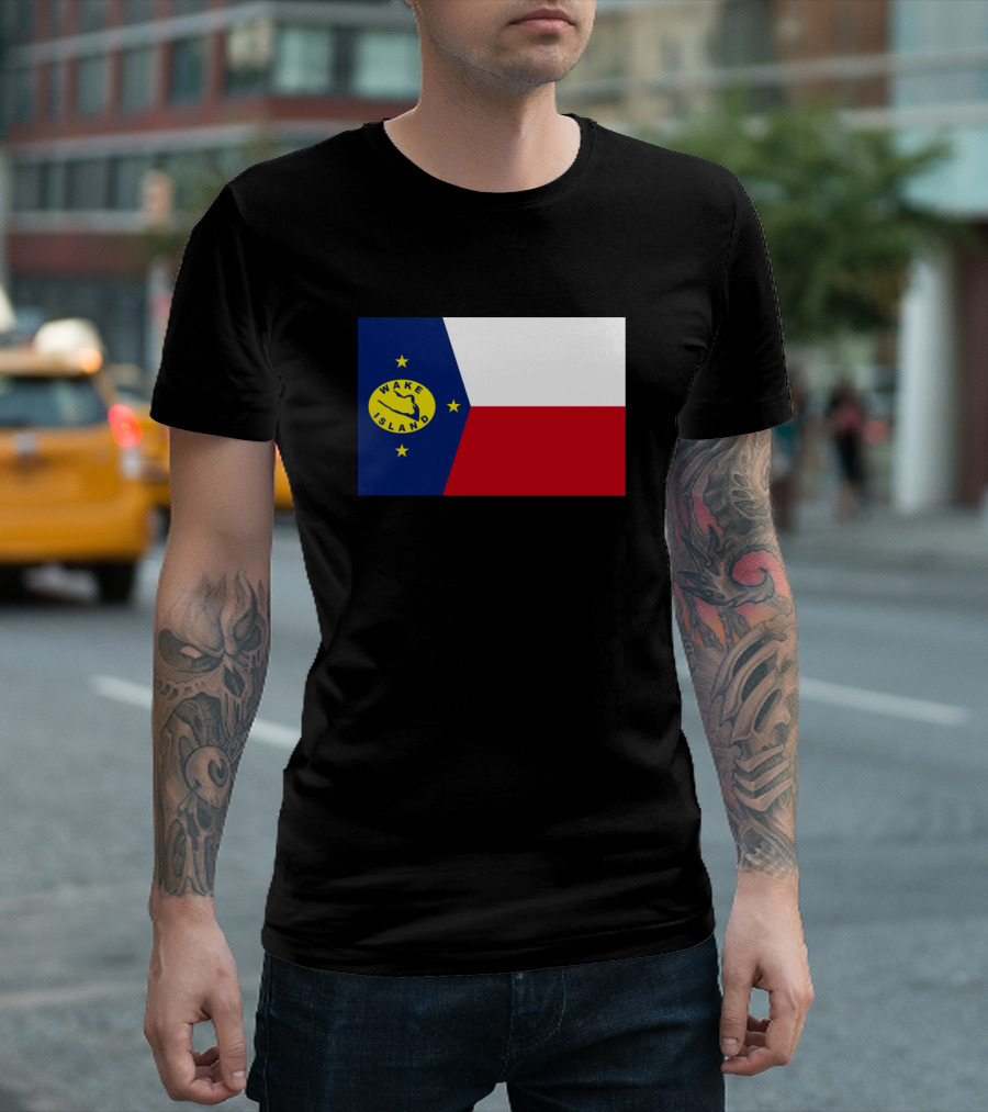Wake Island Flag Three-Star Symbol Blue White Red Stripes T-Shirt