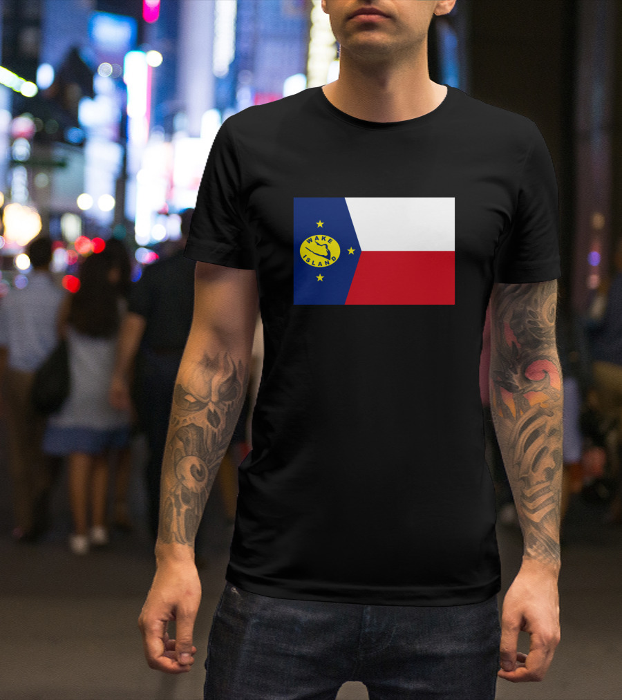 Wake Island Flag Three-Star Symbol Blue White Red Stripes T-Shirt