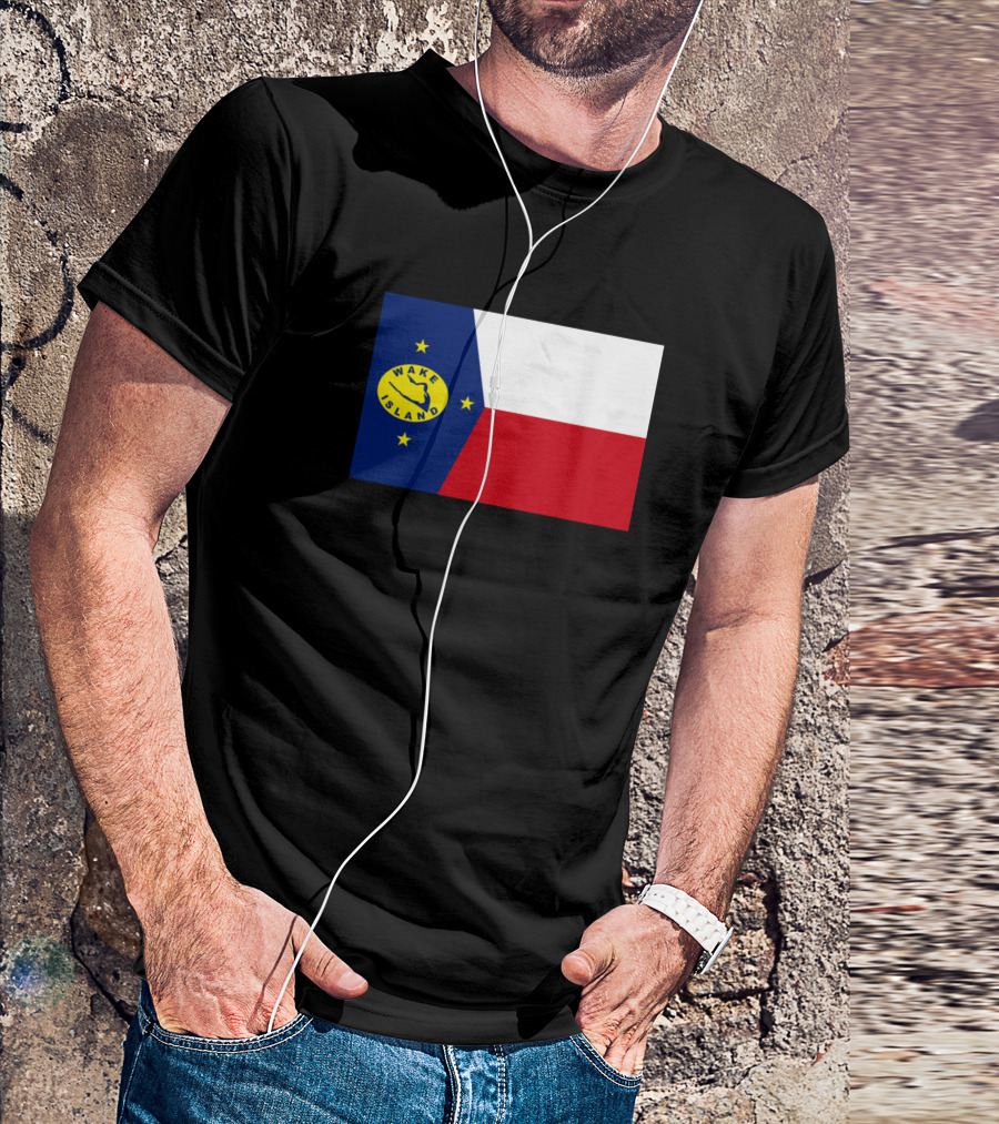 Wake Island Flag Three-Star Symbol Blue White Red Stripes T-Shirt