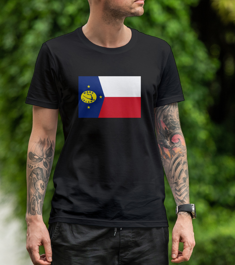 Wake Island Flag Three-Star Symbol Blue White Red Stripes T-Shirt