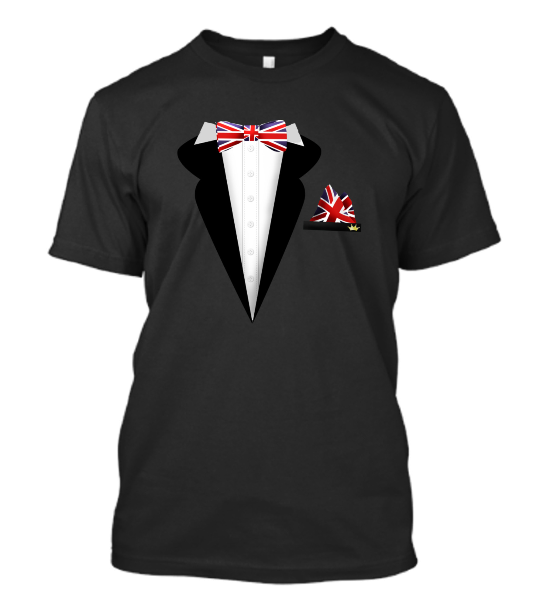 Union Jack Bow Tie Tuxedo Pocket Square Wedding T-Shirt