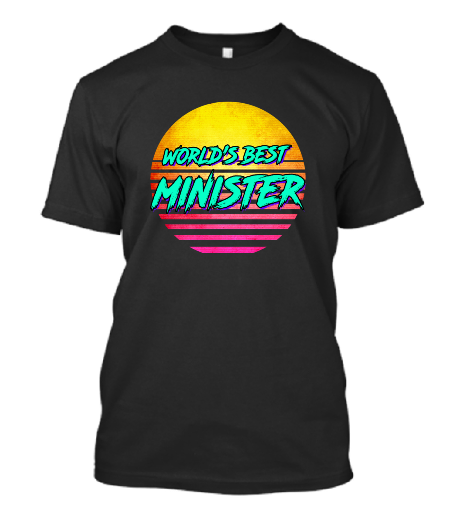 World's Best Minister Retro Sunset T-Shirt