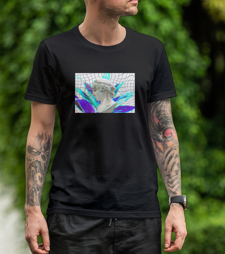 Sculpture Vibes Retro Futurism Mesh Botanical T-Shirt