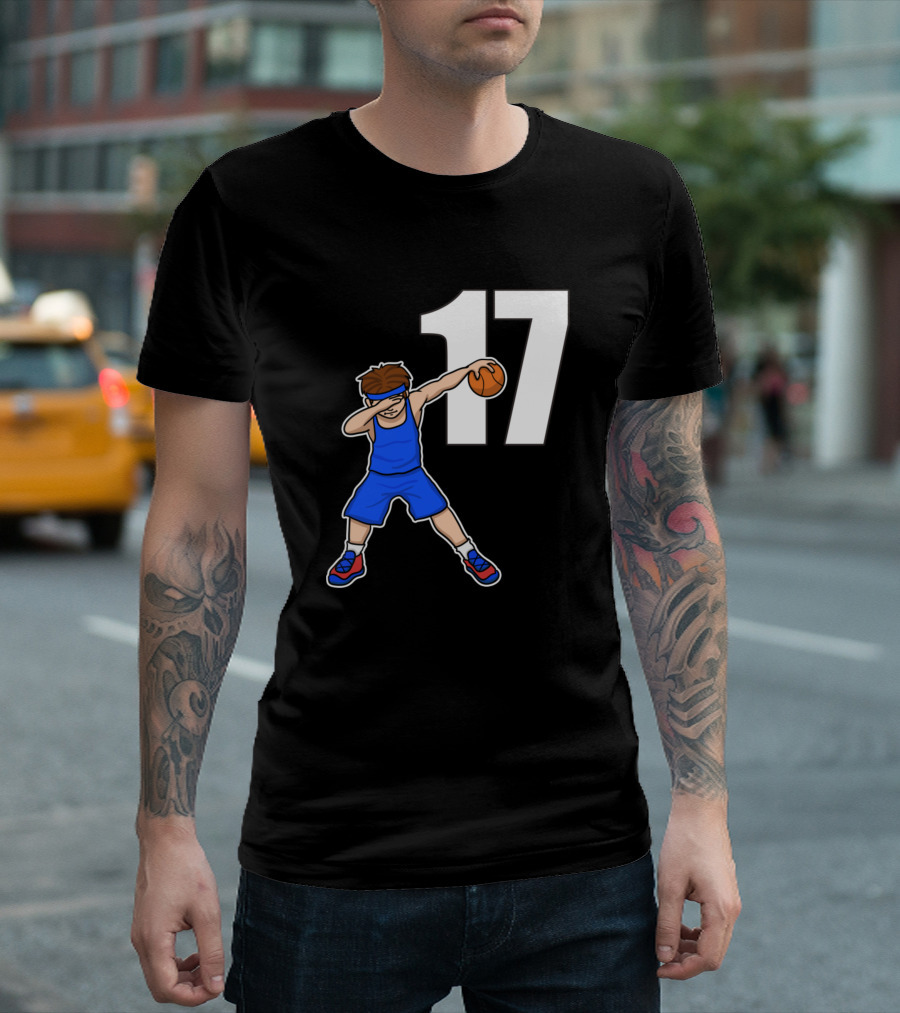 Basketballer Baller Number 17 Dab Pose T-Shirt