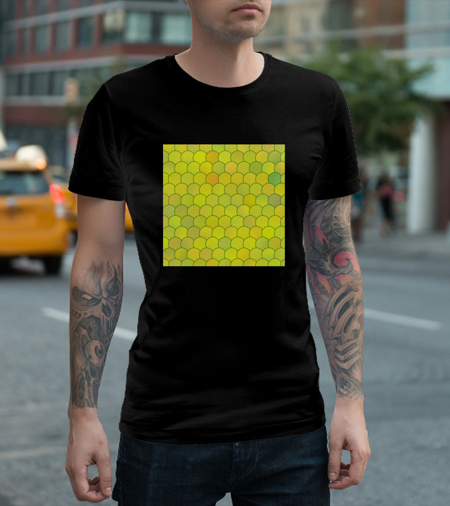 Blobs Pattern Yellow Green Scales T-Shirt