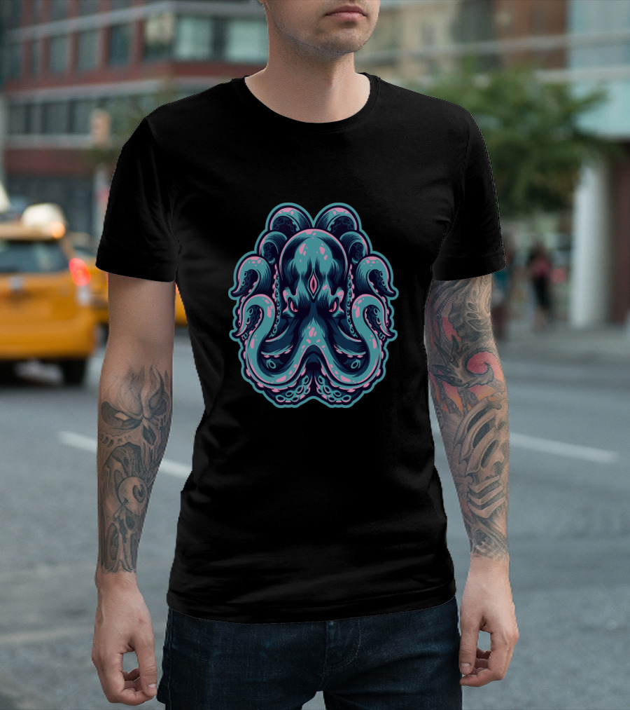 Blue Angry Octopus Tentacles T-Shirt