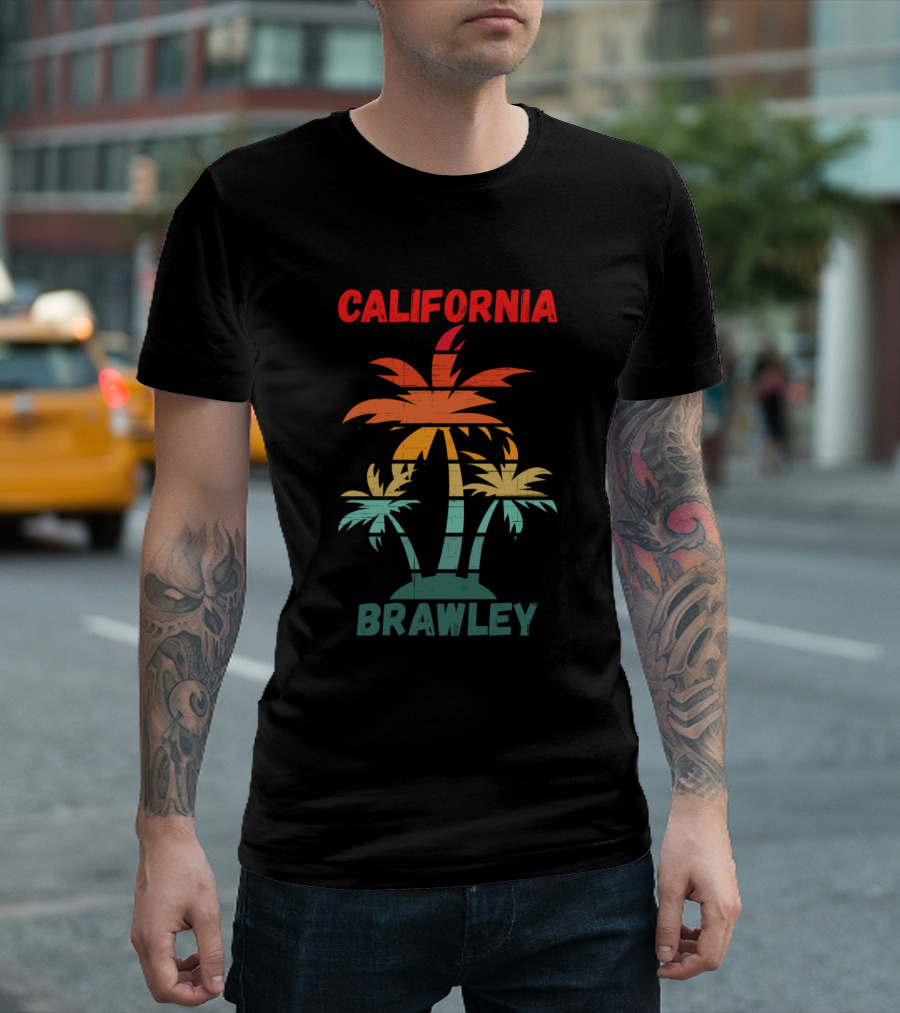 California Brawley Retro Palm Trees Vintage Sunset T-Shirt