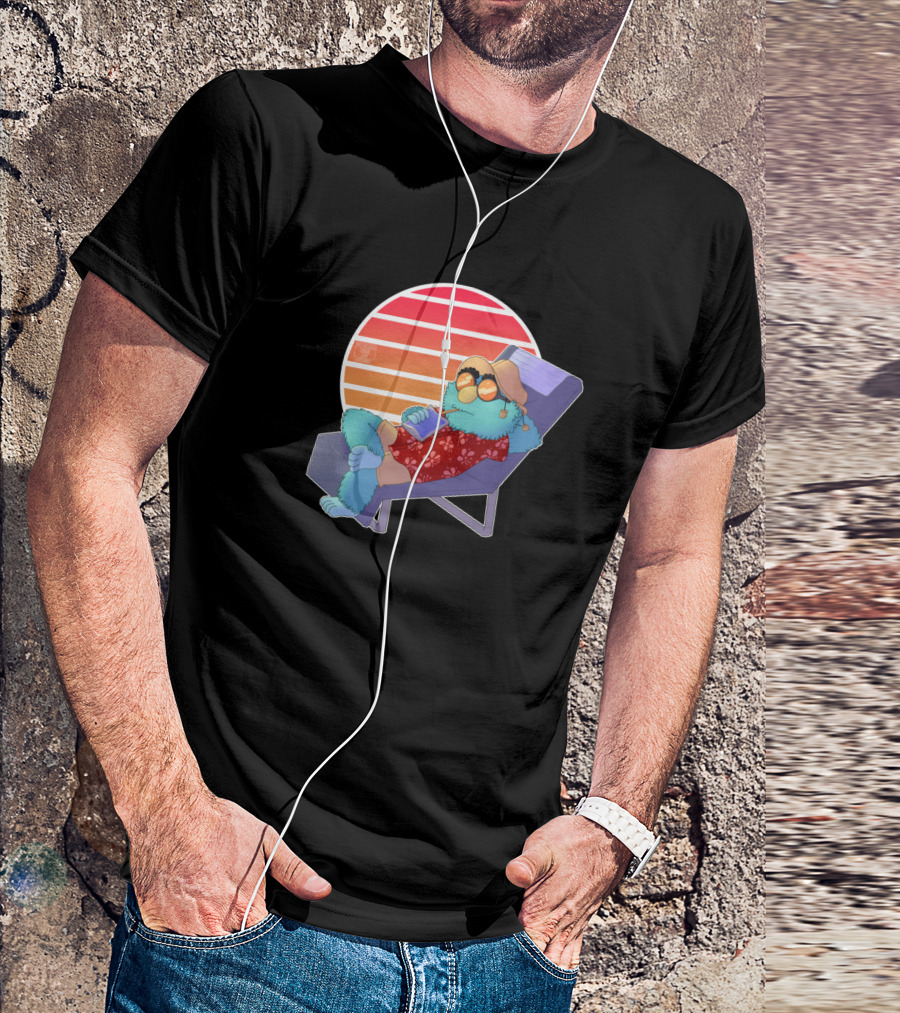 Chill Professor Relaxing In Hawaiian Shirt With Sunset Background T-Shirt