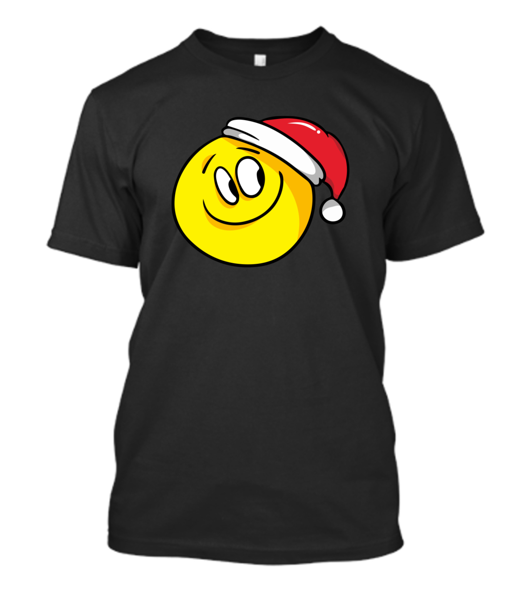 Christmas Yellow Smiley Santa Hat T-Shirt