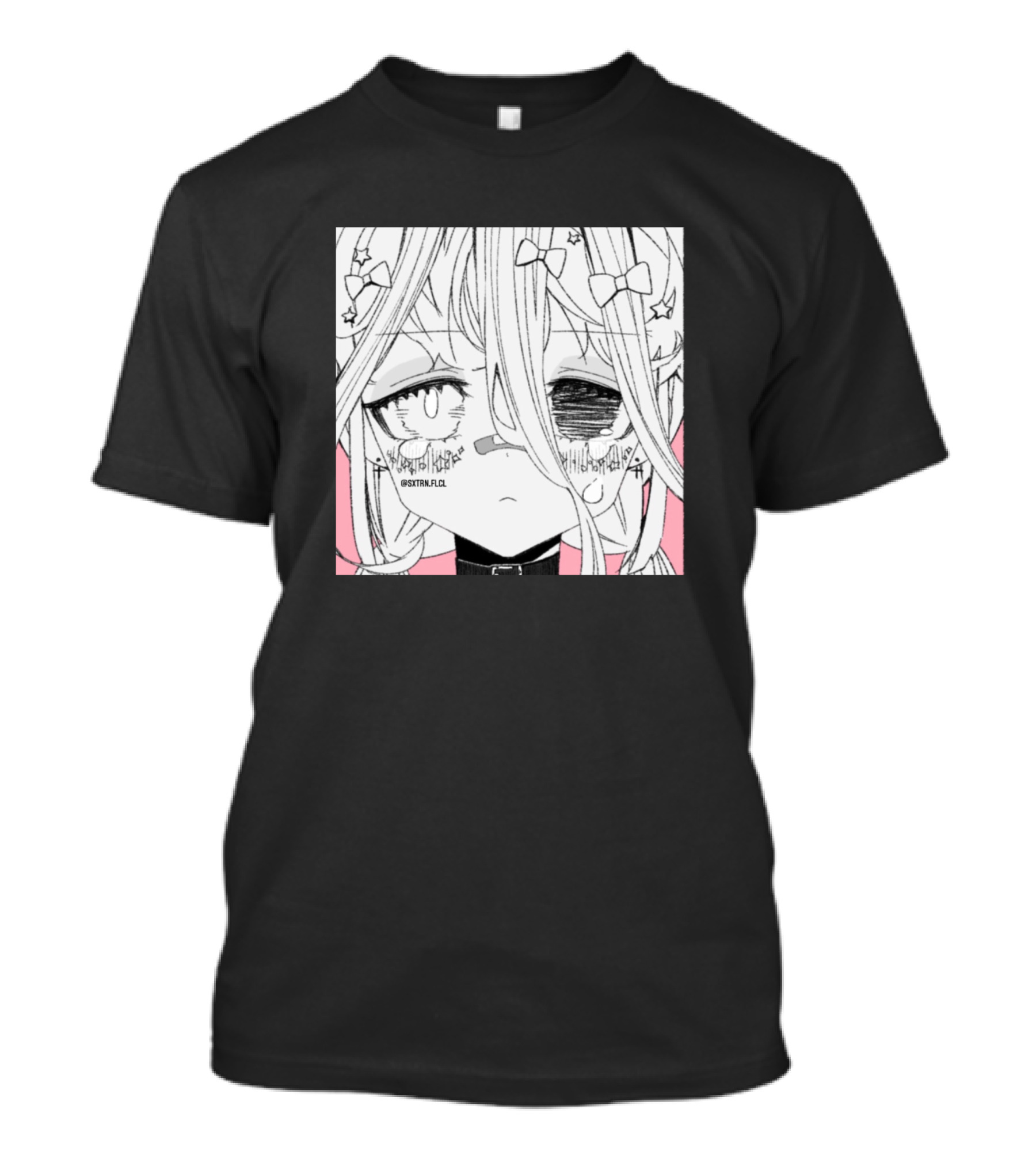 SADAKO_LOL Creepy Grl Anime Tears And Stars T-Shirt