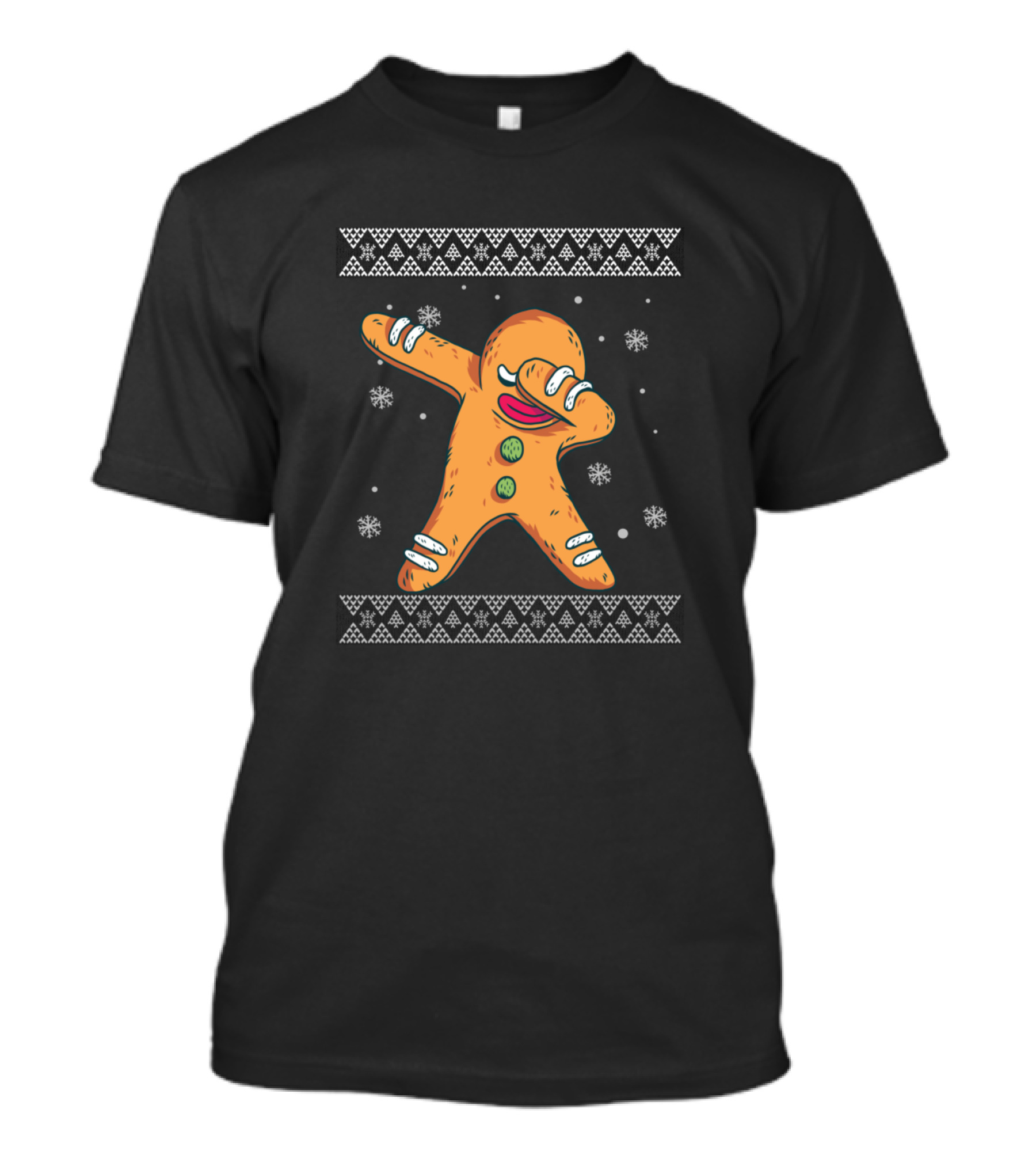 Gingerbread Cookie Dabbing Ugly Christmas Xmas Dab Snowflakes T-Shirt