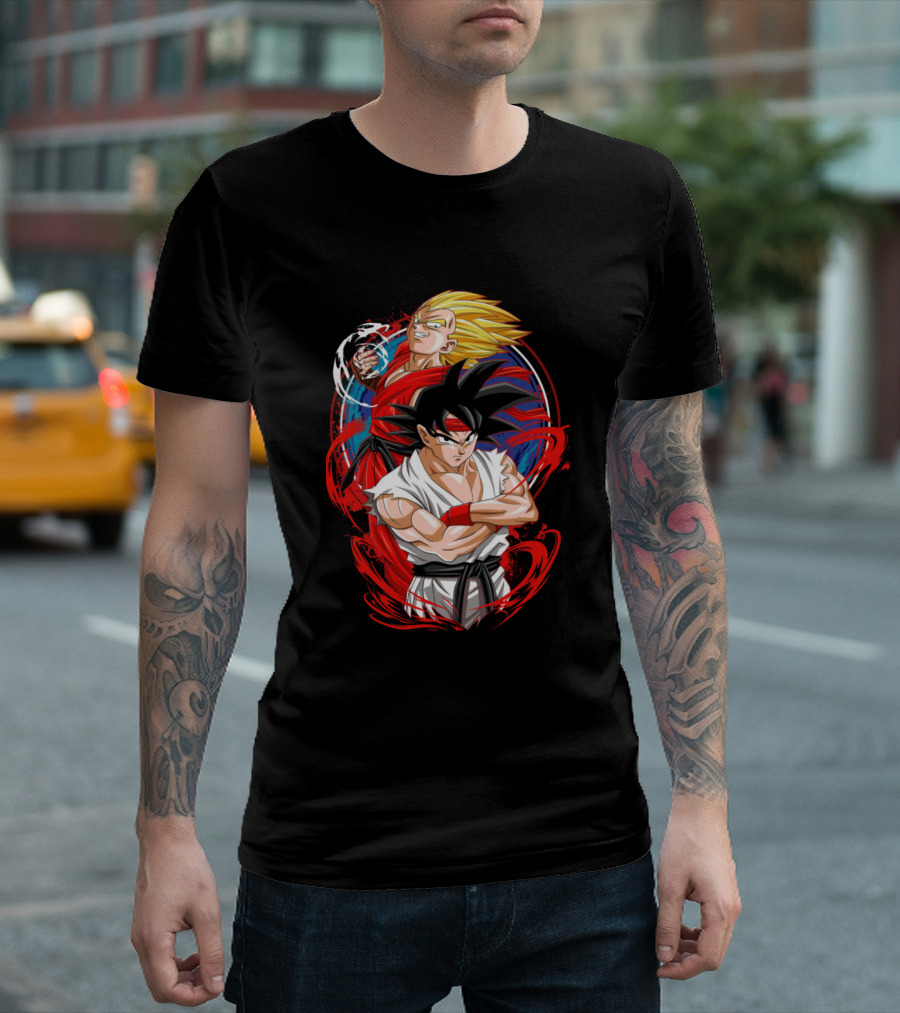 Dragon Ball Z Street Fighter Fusion Crossover Goku and Ken Fan T-Shirt
