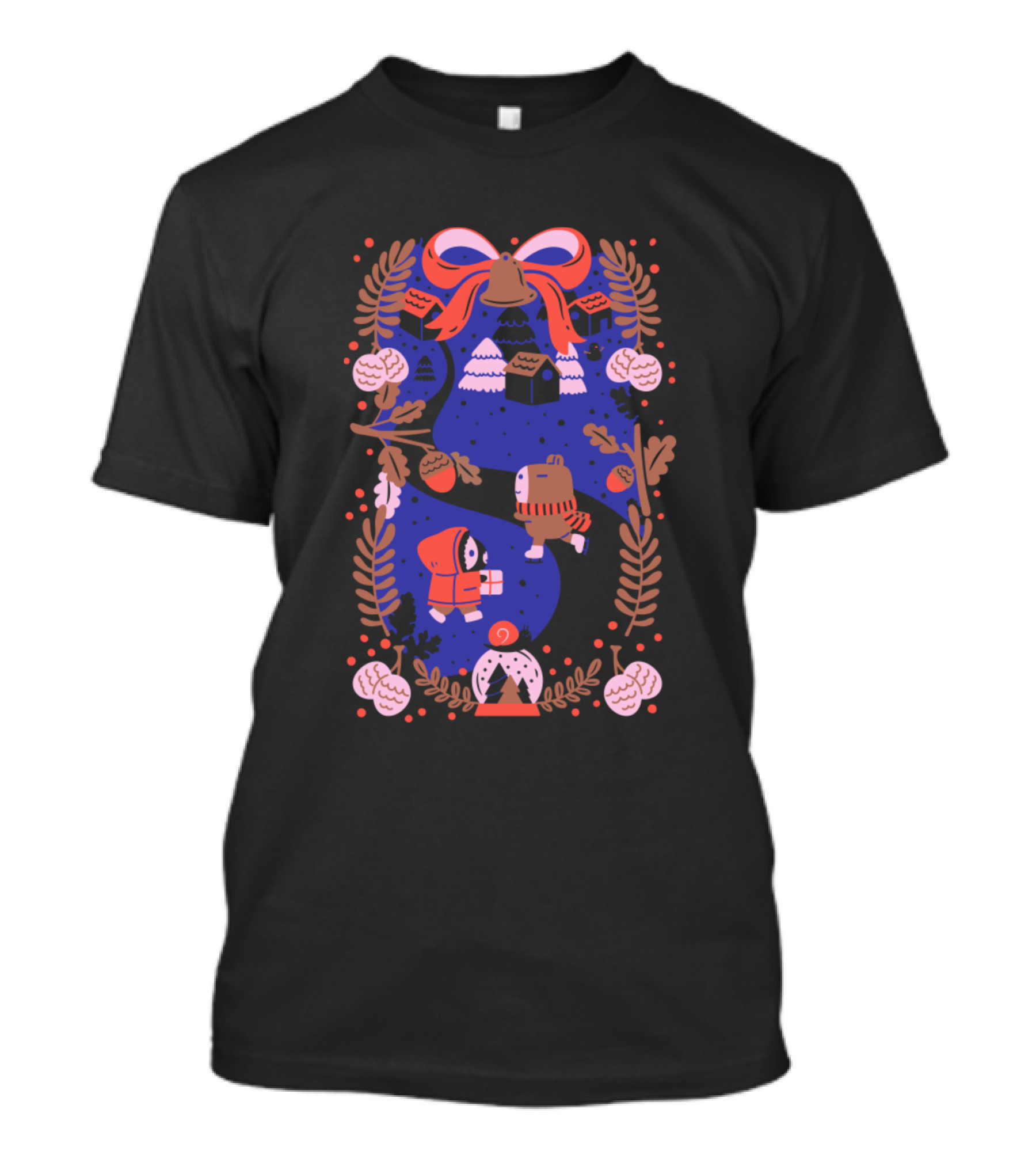 Holiday Guinea Pigs With Gifts And Bell In Winter Wonderland T-Shirt