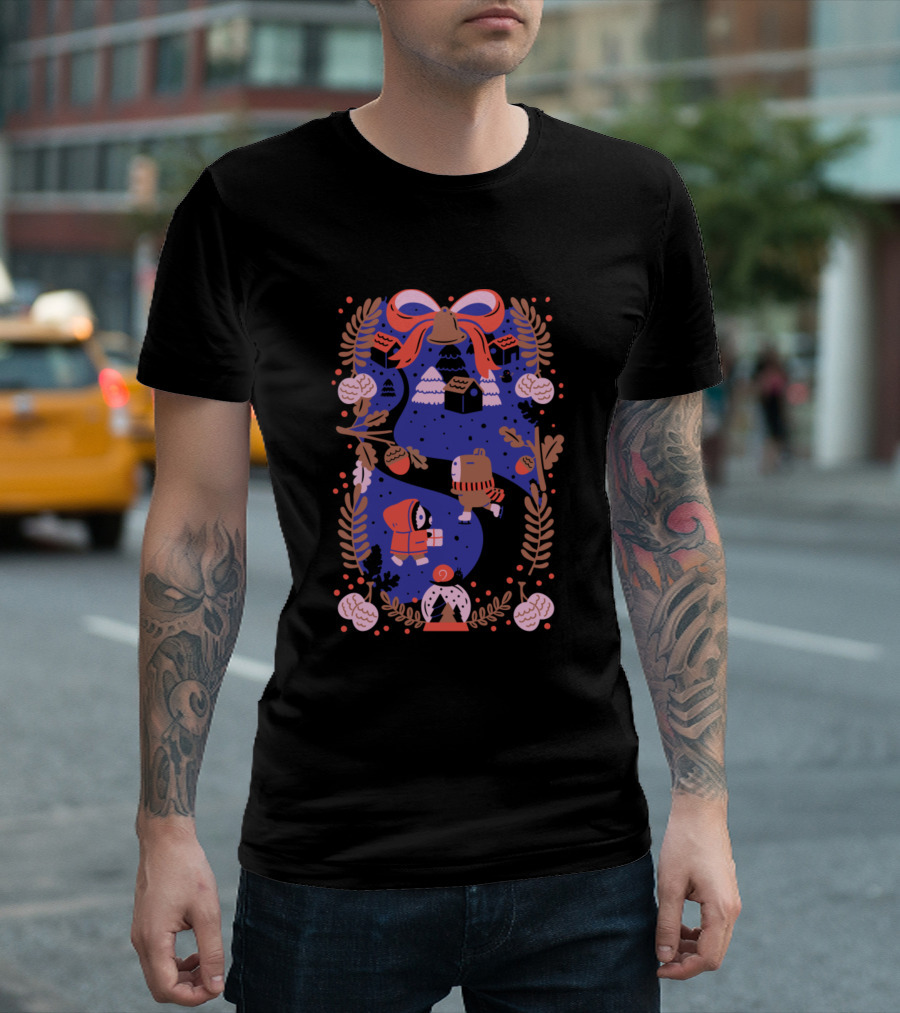 Holiday Guinea Pigs With Gifts And Bell In Winter Wonderland T-Shirt