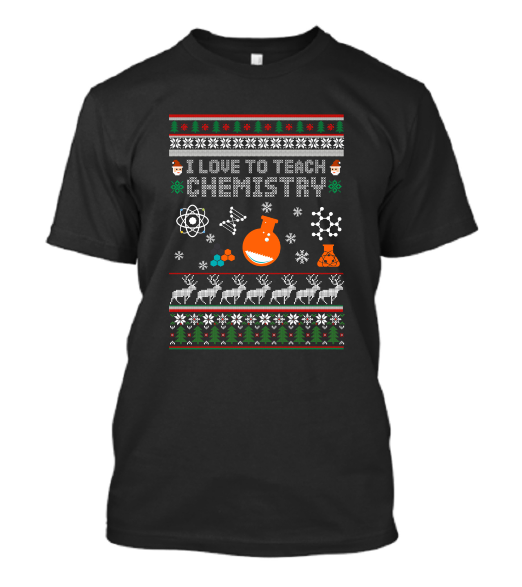 Festive I Love To Teach Chemistry With Holiday Designs And Science Icons T-Shirt