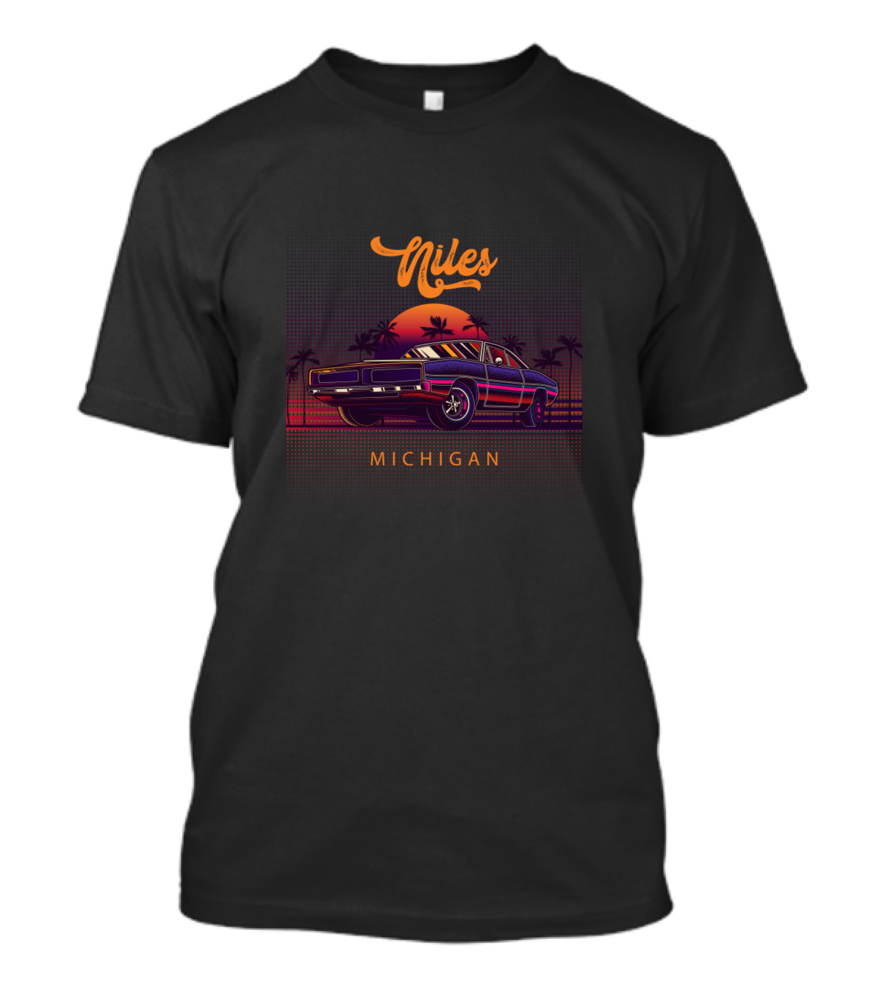 Niles Michigan Vintage Muscle Cars Sunset Retro T-Shirt