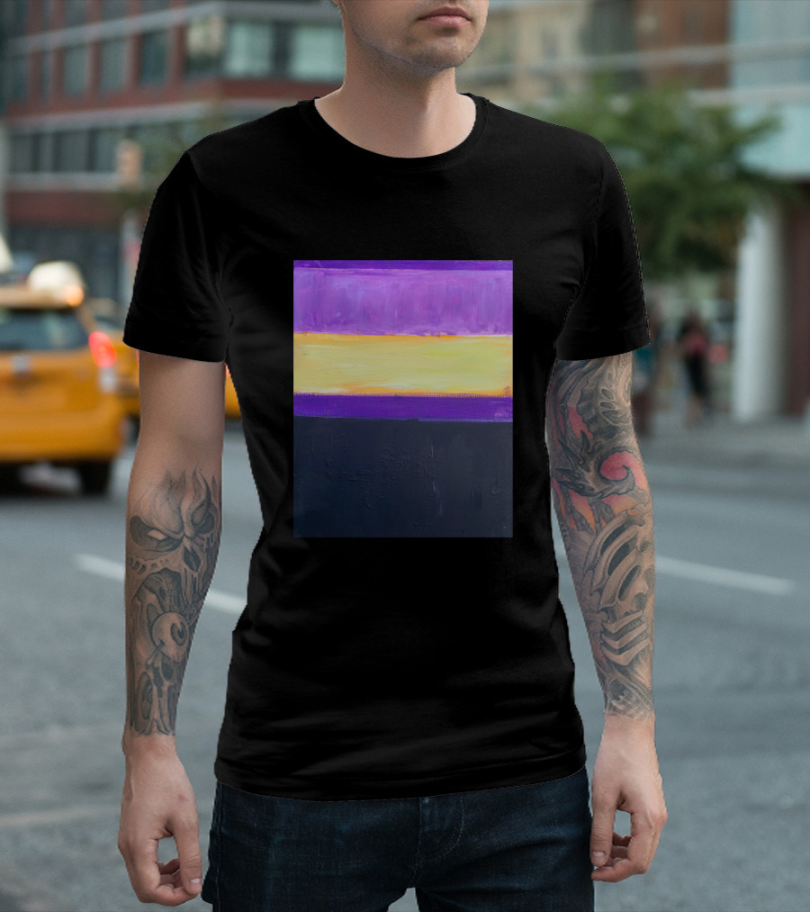 The Color Lilac Mask Abstract Horizontal Stripes T-Shirt