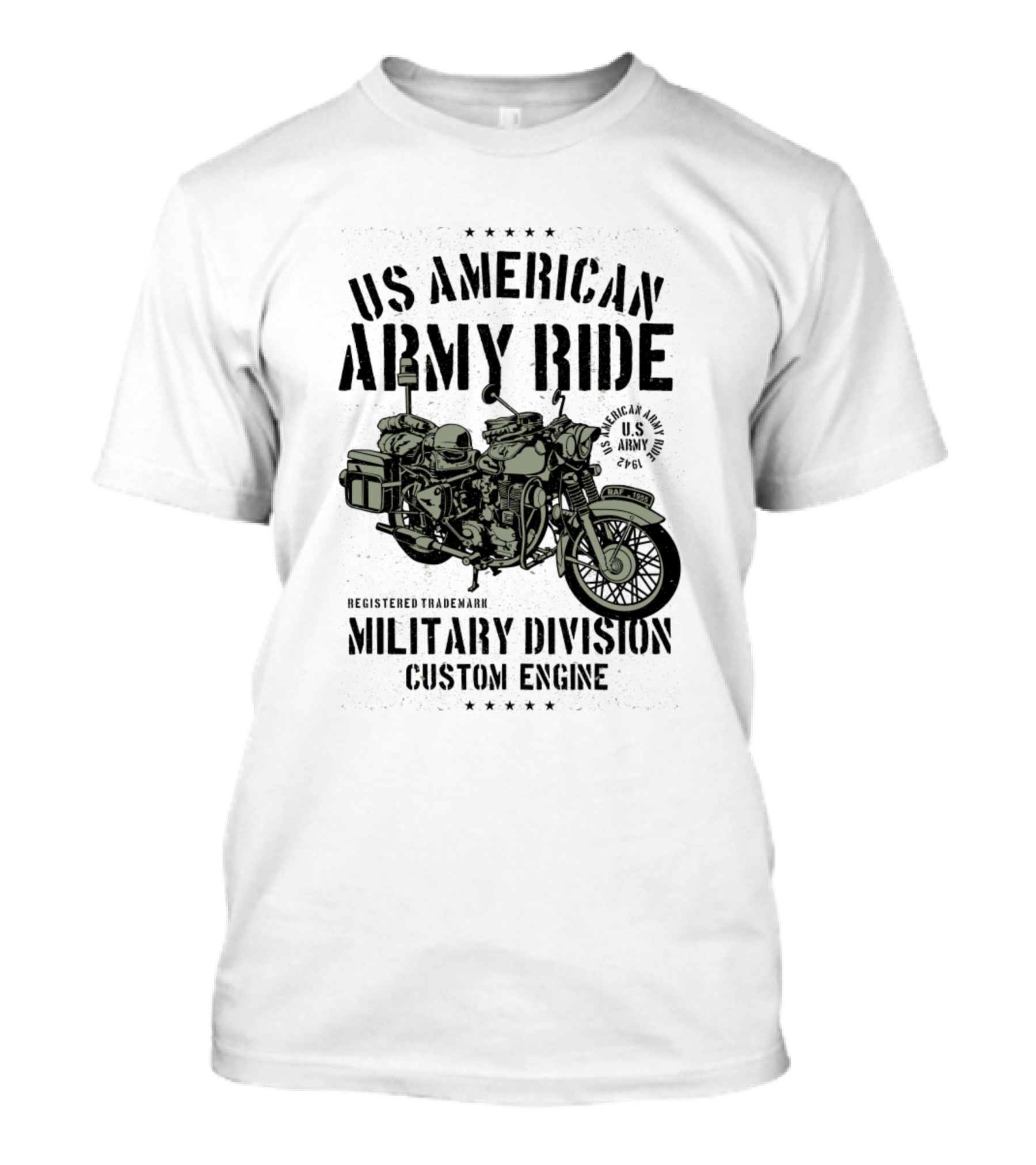 US American Army Ride Military Division Custom Engine T-Shirt