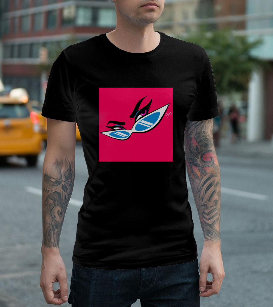 Bad Girl Eyes Sunglasses Pink T-Shirt