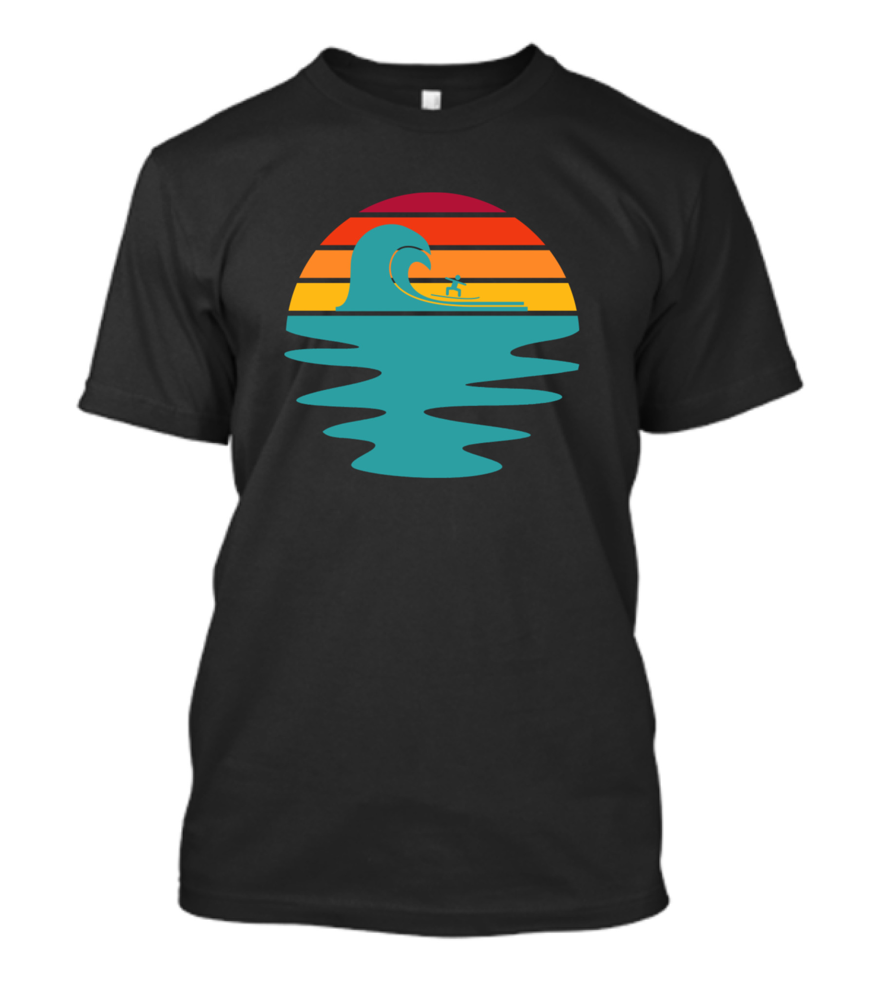 Big Wave Surfer Sunset Retro Ocean Scene T-Shirt