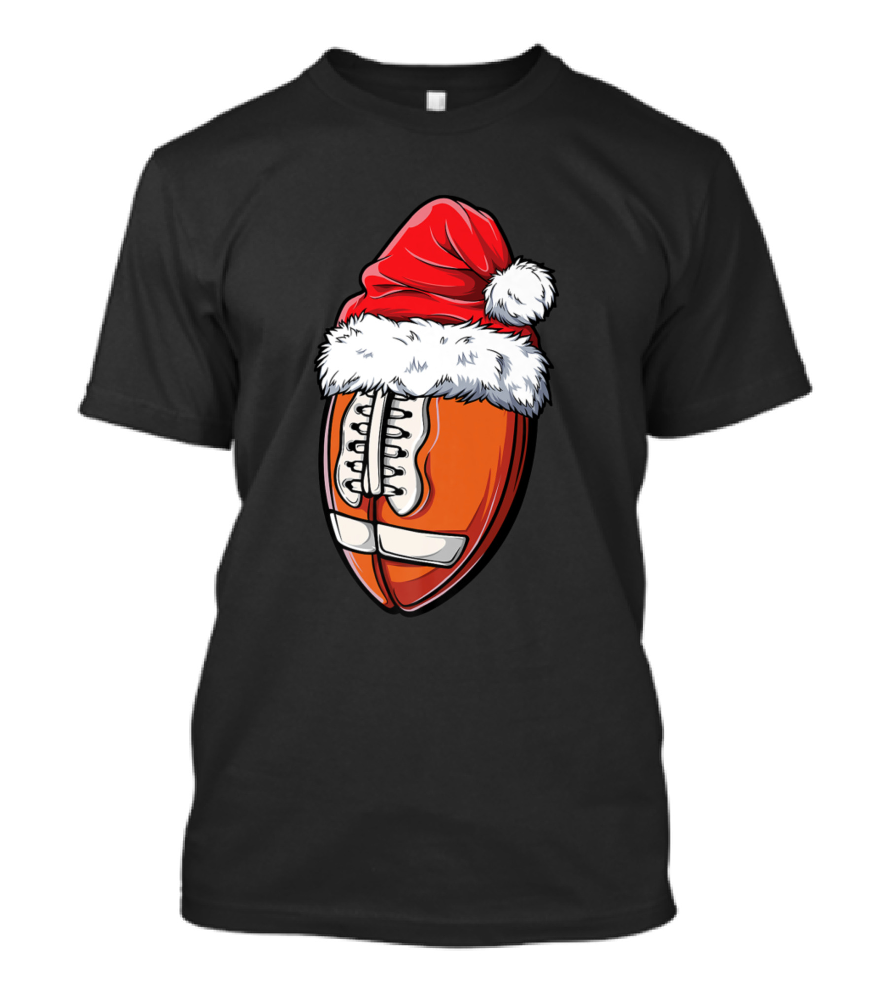 Christmas Football Santa Hat Funny Sport Holiday Ball T-Shirt
