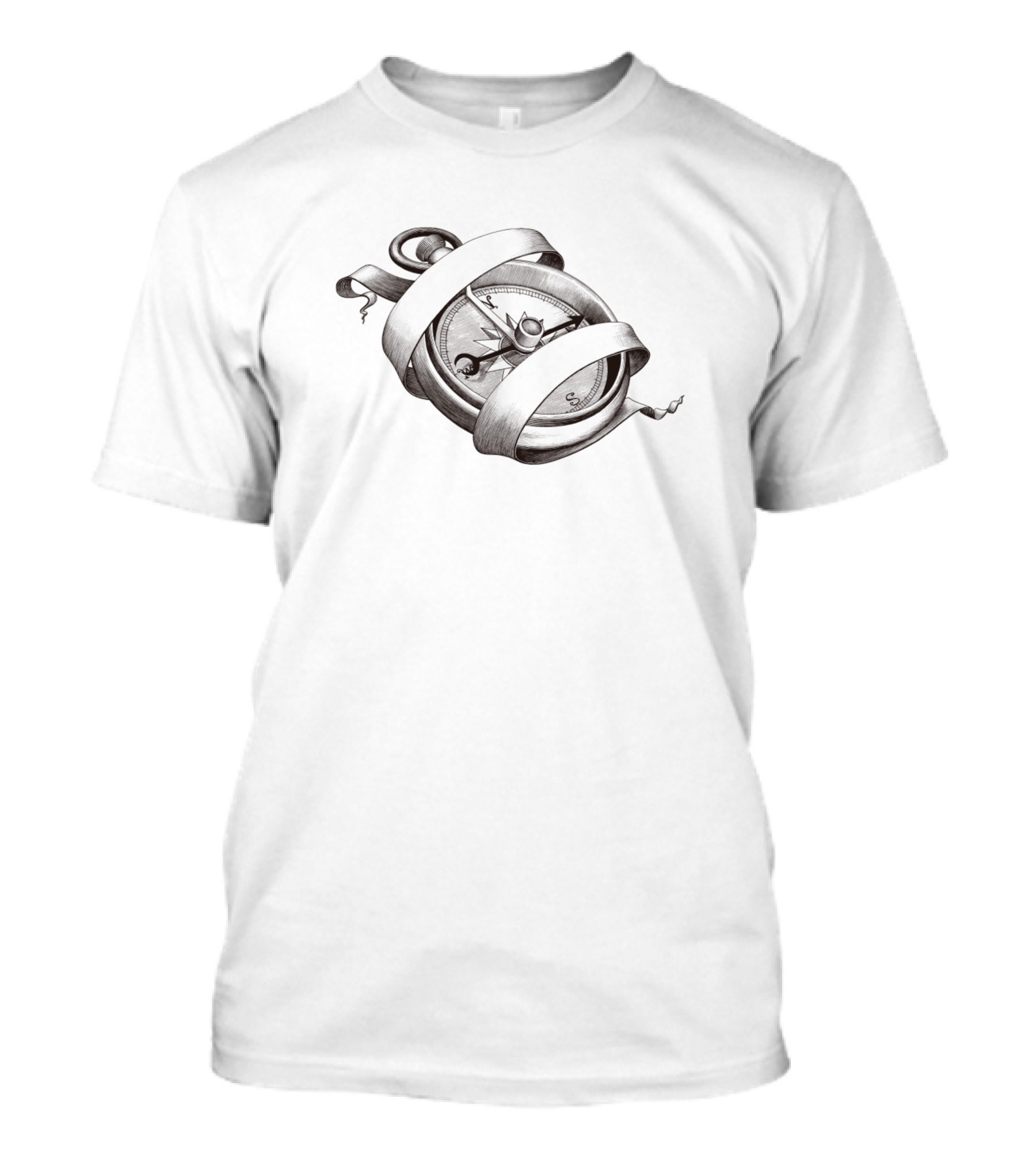 Compass Symbol Sea Antique Engraving Nautical Vintage Map Navigation T-Shirt