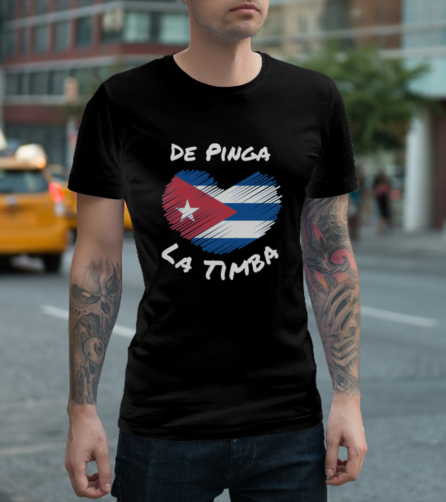 De Pinga La Timba Heart Flag I Love Cuba T-Shirt