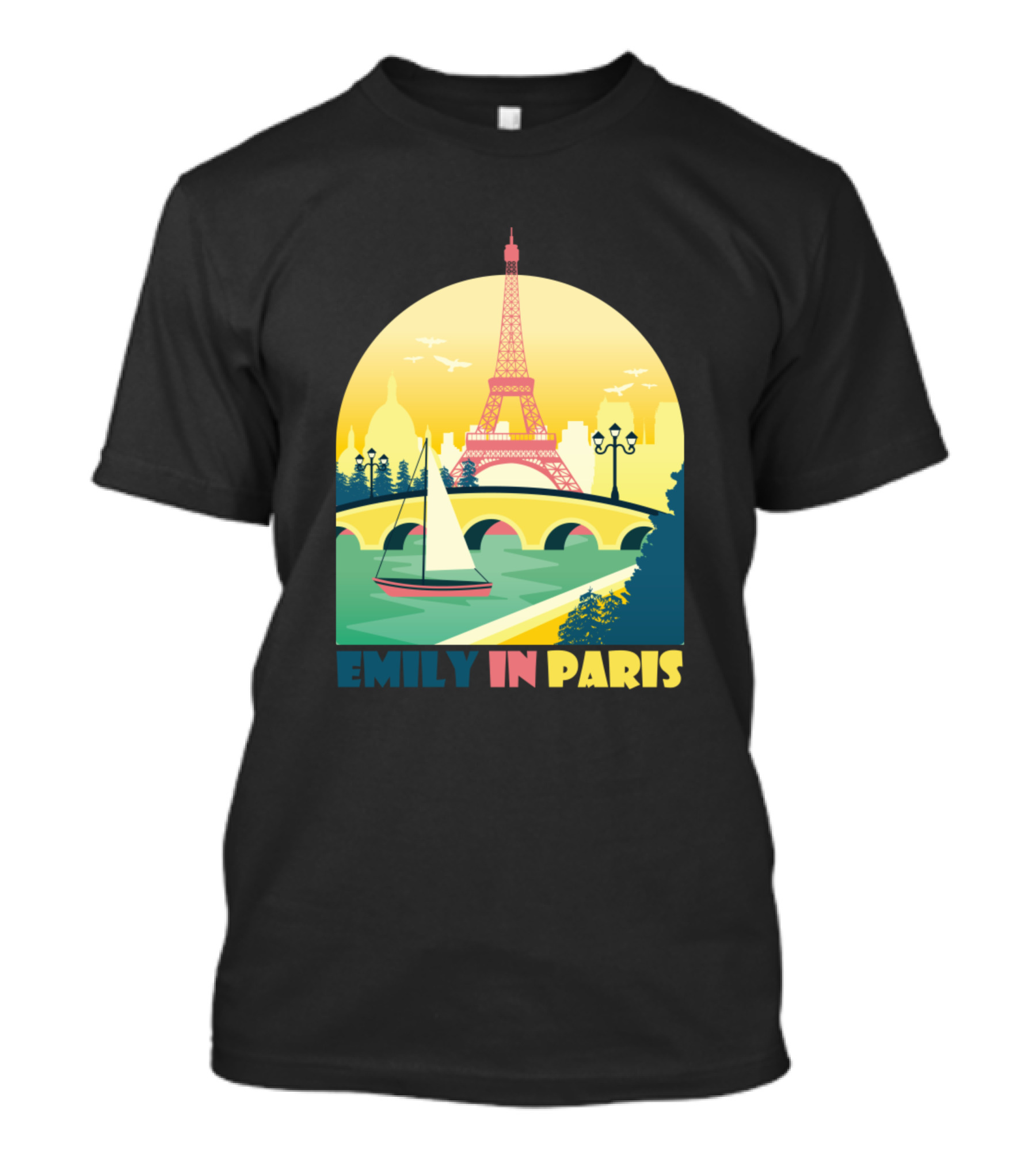 Emily In Paris Eiffel Tower And Sailboat Scene T-Shirt