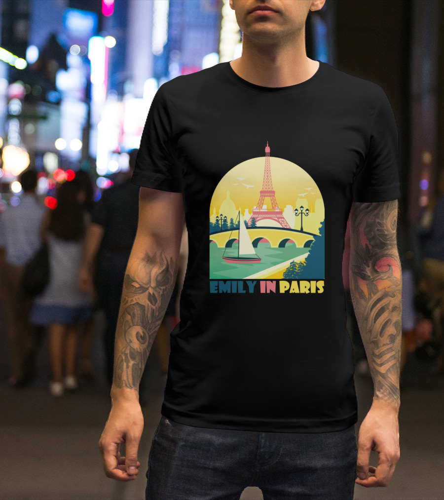 Emily In Paris Eiffel Tower And Sailboat Scene T-Shirt